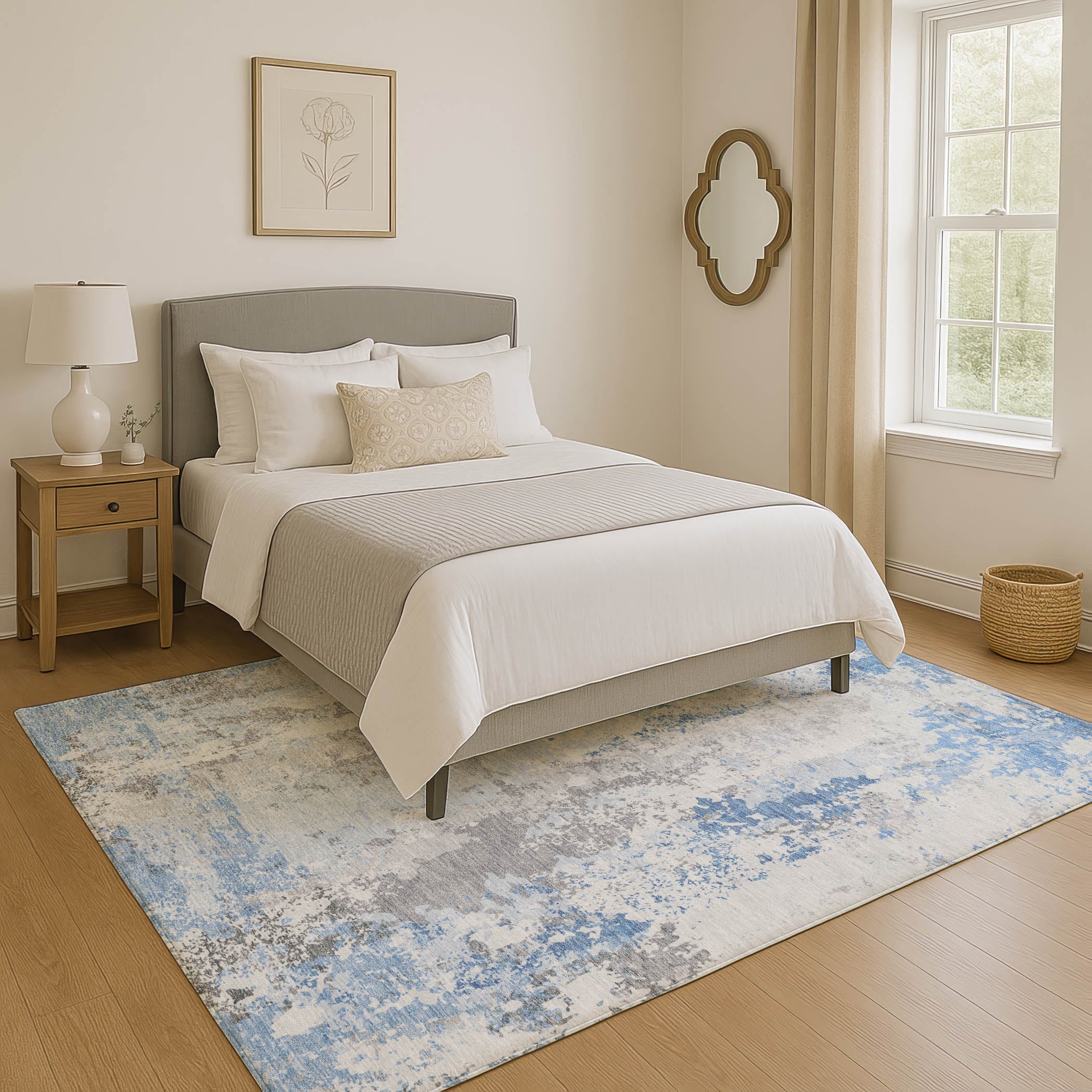 Zanzibar Machine Washable Transitional Sky Blue Rug 2'6" x 3'10" #shape_Rectangle
