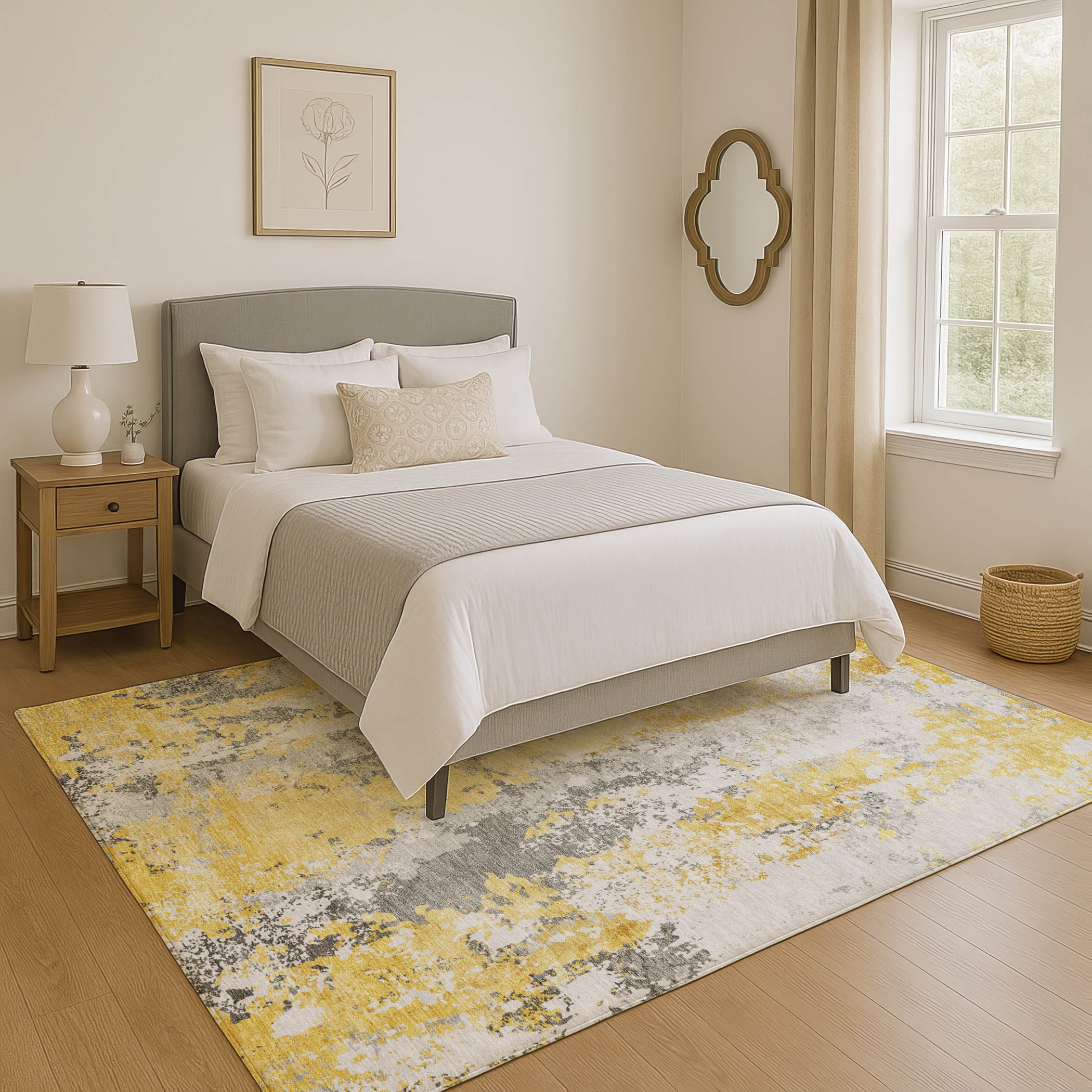 Zanzibar Machine Washable Transitional Yellow Gold Rug 2'6" x 3'10" #shape_Rectangle