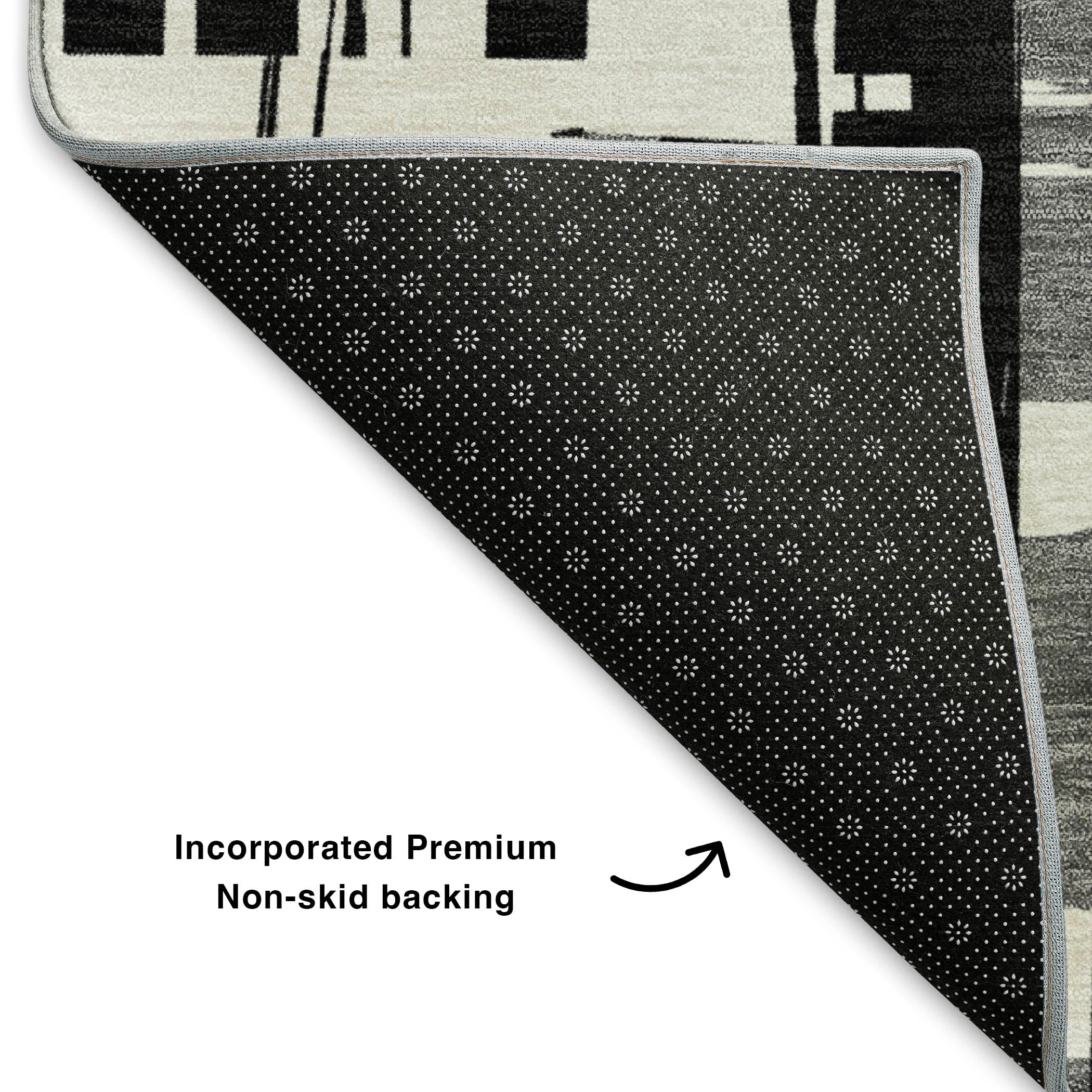 Seoul Machine Washable Transitional Black Rug 1'8" x 2'6" #shape_Rectangle