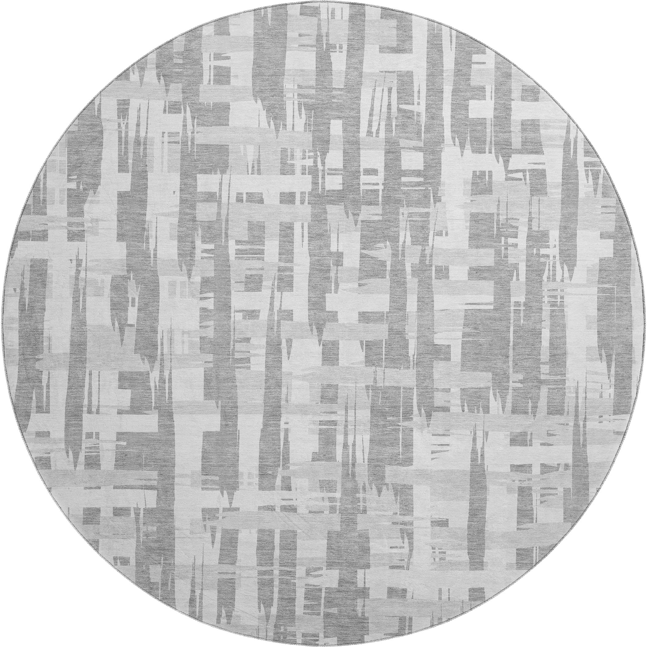 Seoul Machine Washable Transitional Gray Rug 8' x 8' #shape_Round