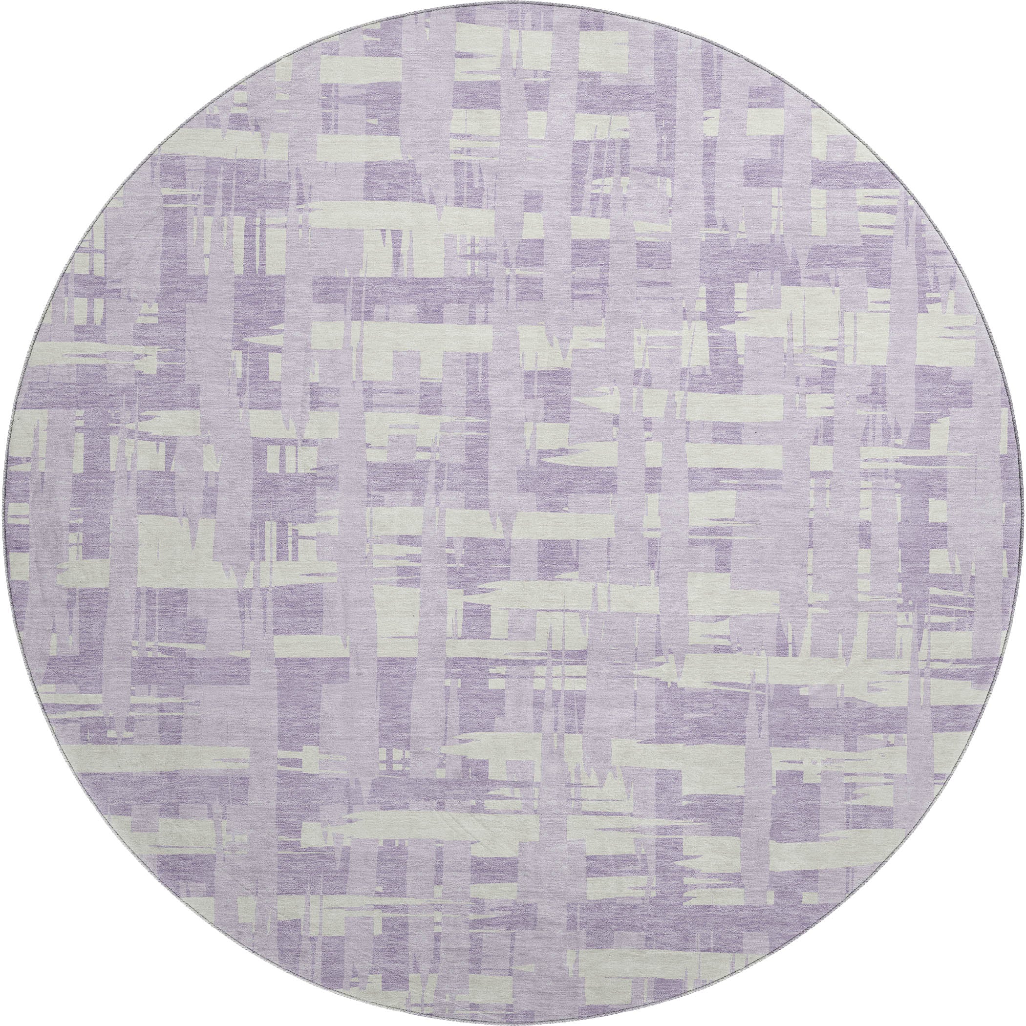 Seoul Machine Washable Transitional Lavender Purple Rug 8' x 8' #shape_Round