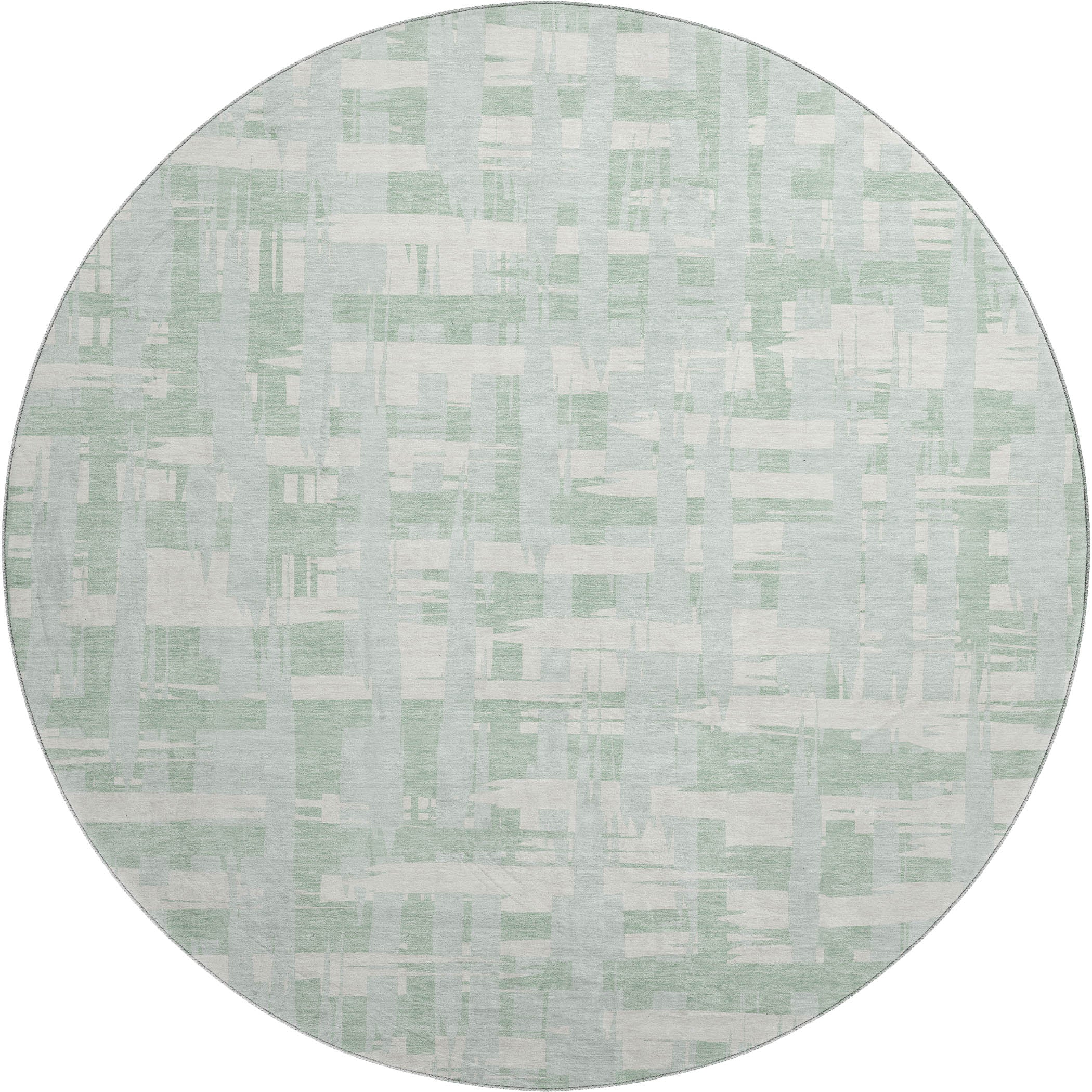 Seoul Machine Washable Transitional Mint Green Rug 8' x 8' #shape_Round