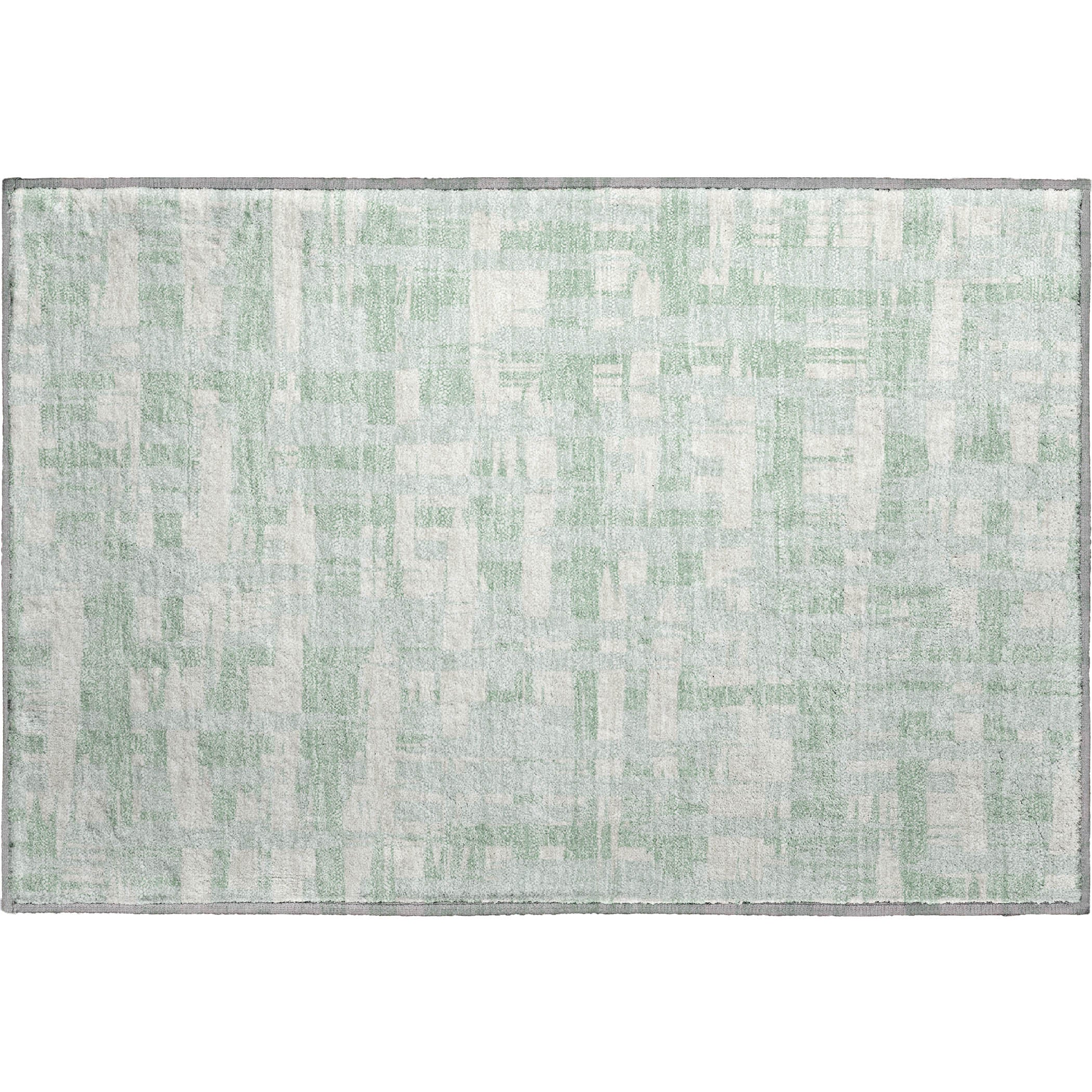Seoul Machine Washable Transitional Mint Green Rug 1'8" x 2'6" #shape_Rectangle