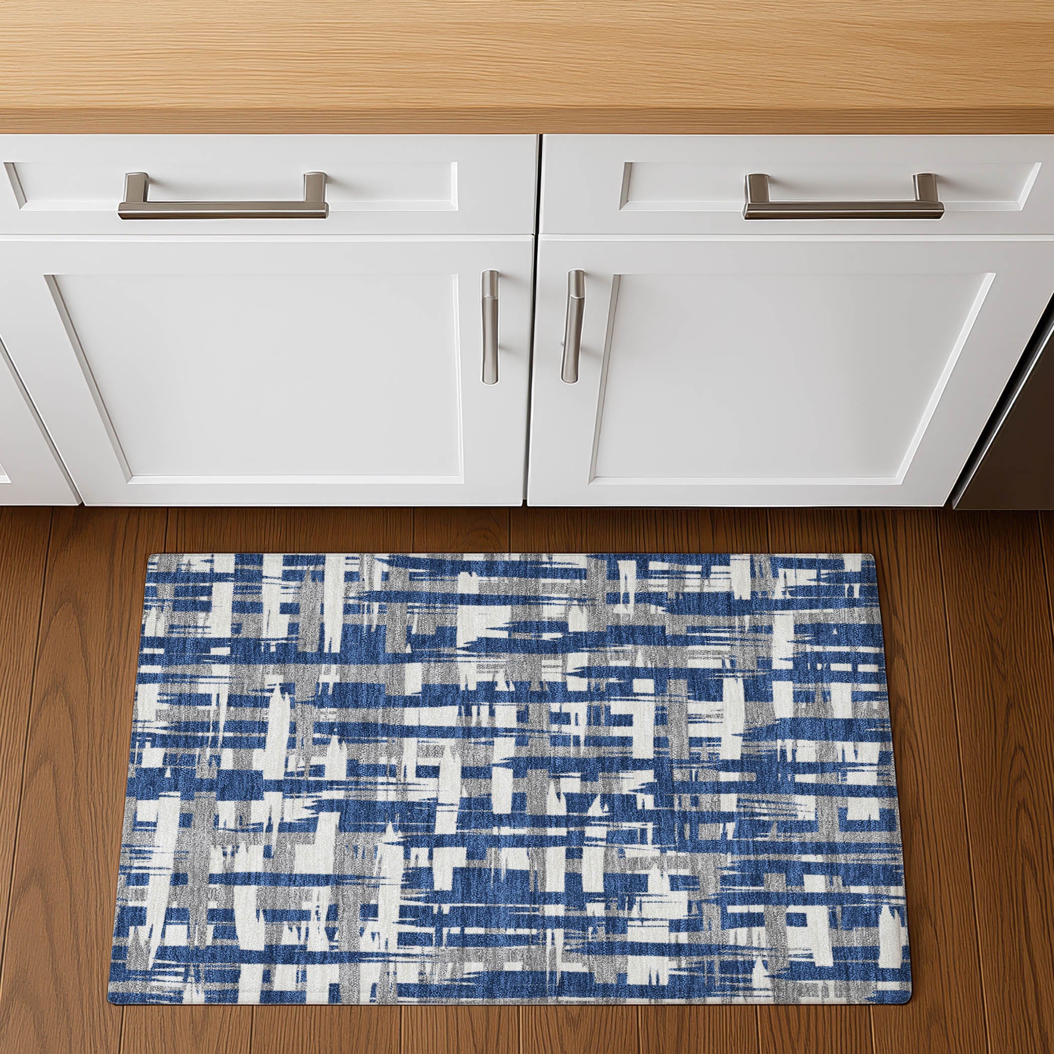 Seoul Machine Washable Transitional Navy Blue Rug 1'8" x 2'6" #shape_Rectangle