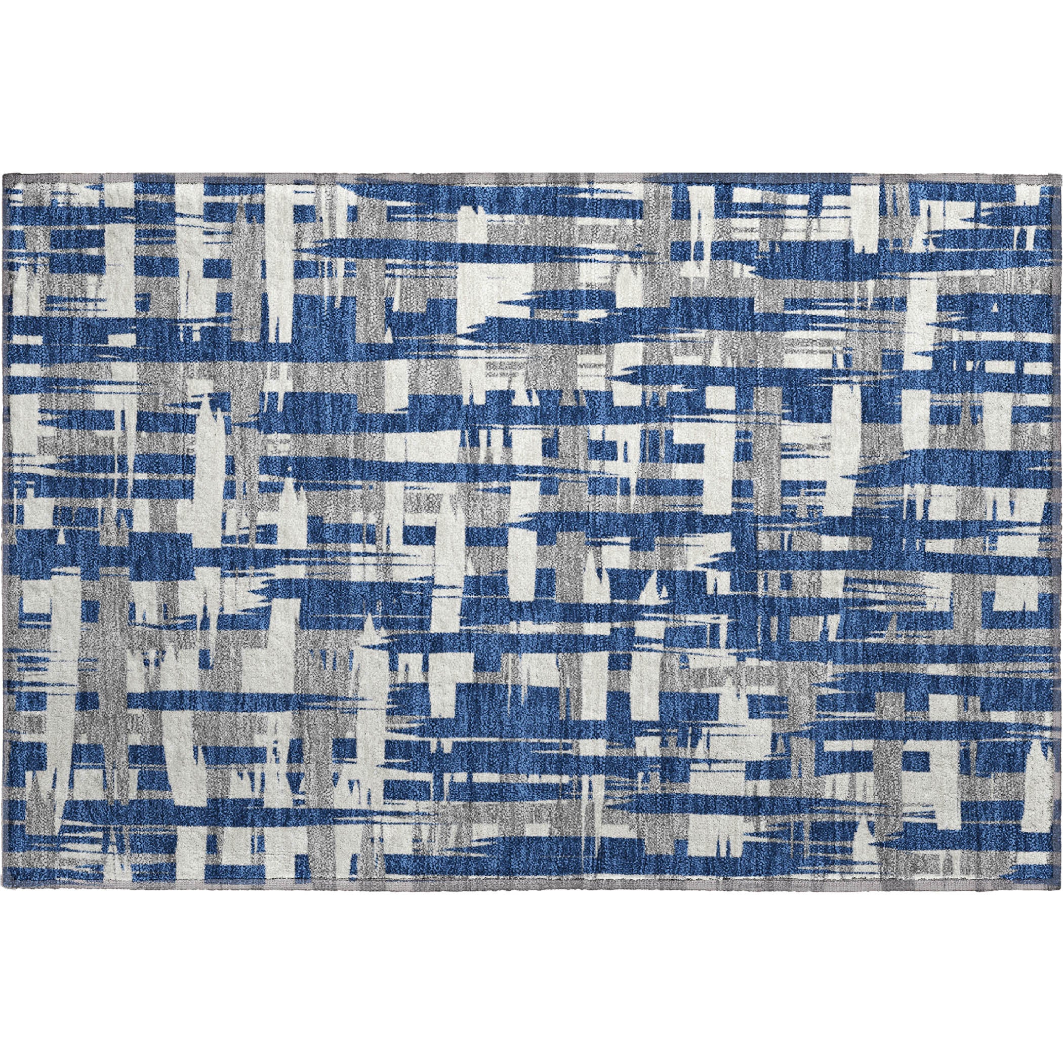 Seoul Machine Washable Transitional Navy Blue Rug 1'8" x 2'6" #shape_Rectangle