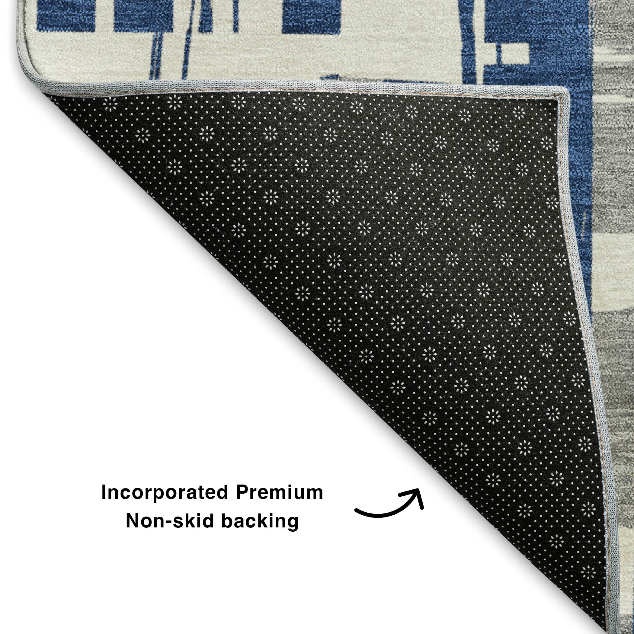 Seoul Machine Washable Transitional Navy Blue Rug 1'8" x 2'6" #shape_Rectangle