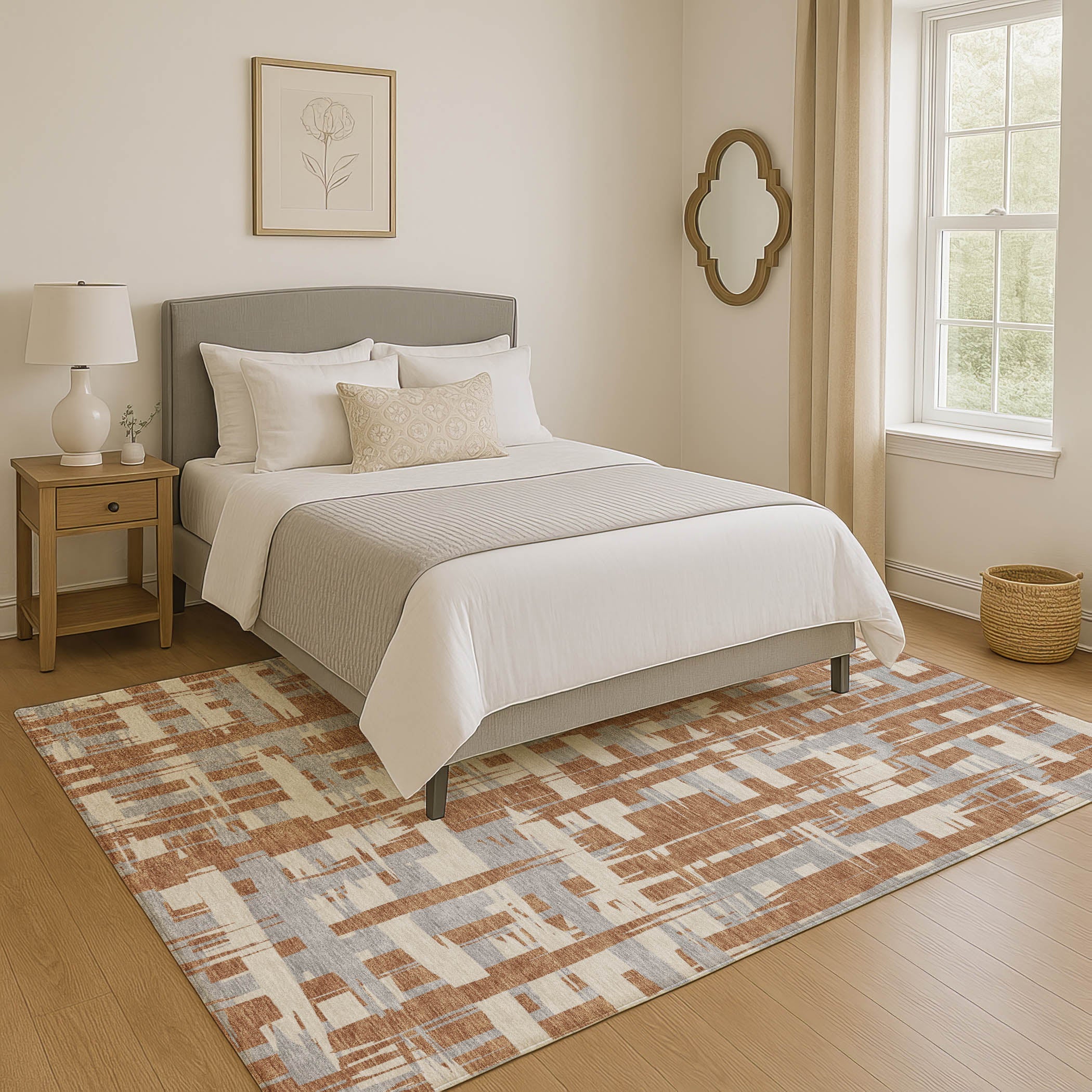Seoul Machine Washable Transitional Paprika Orange Rug 2'6" x 3'10" #shape_Rectangle