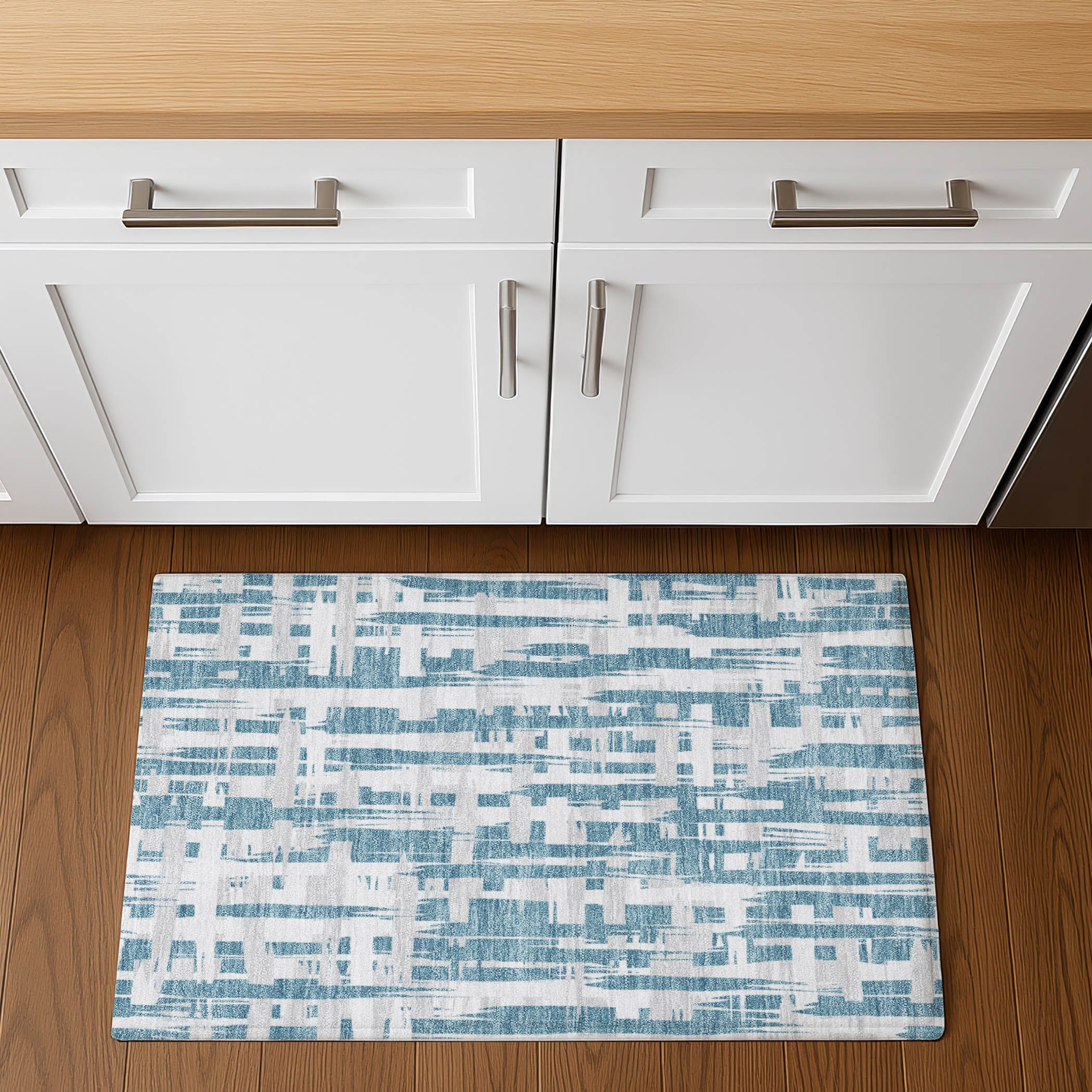 Seoul Machine Washable Transitional Teal Rug 1'8" x 2'6" #shape_Rectangle