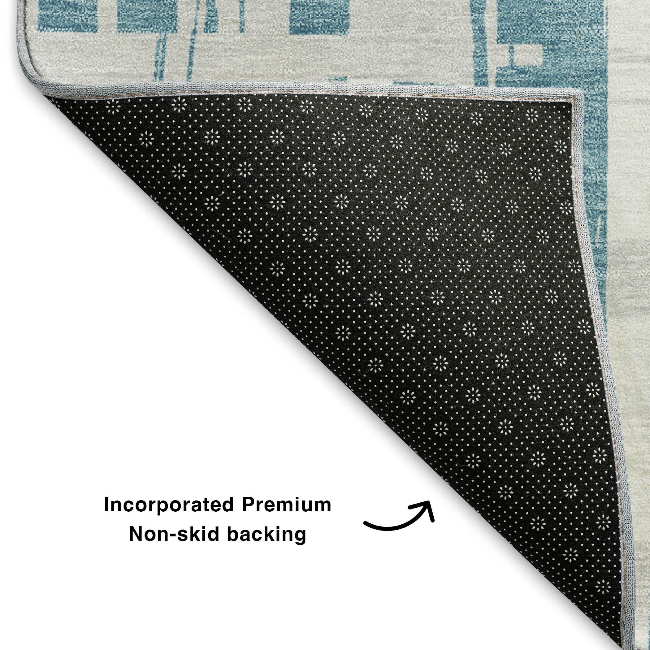 Seoul Machine Washable Transitional Teal Rug 1'8" x 2'6" #shape_Rectangle