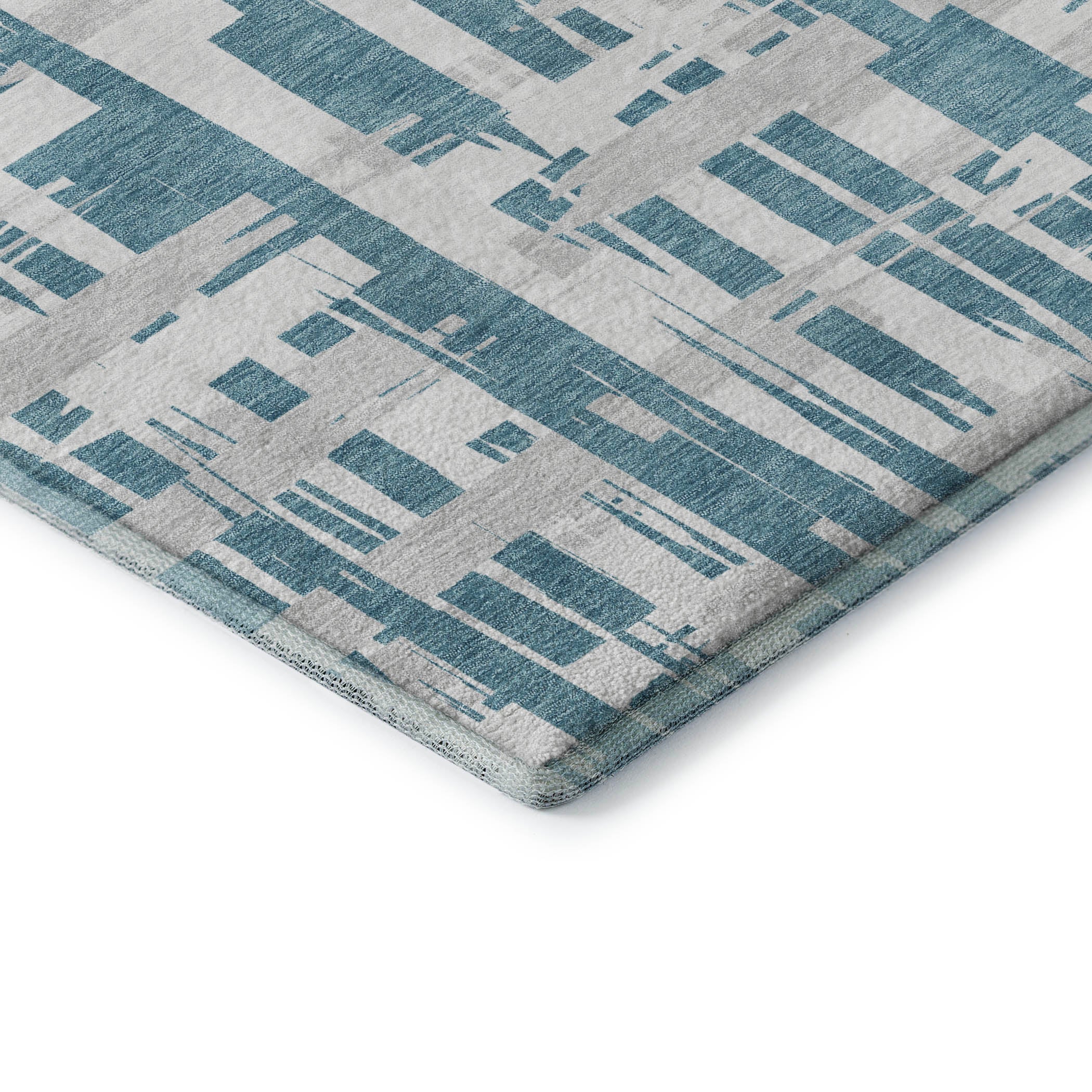 Seoul Machine Washable Transitional Teal Rug 1'8" x 2'6" #shape_Rectangle