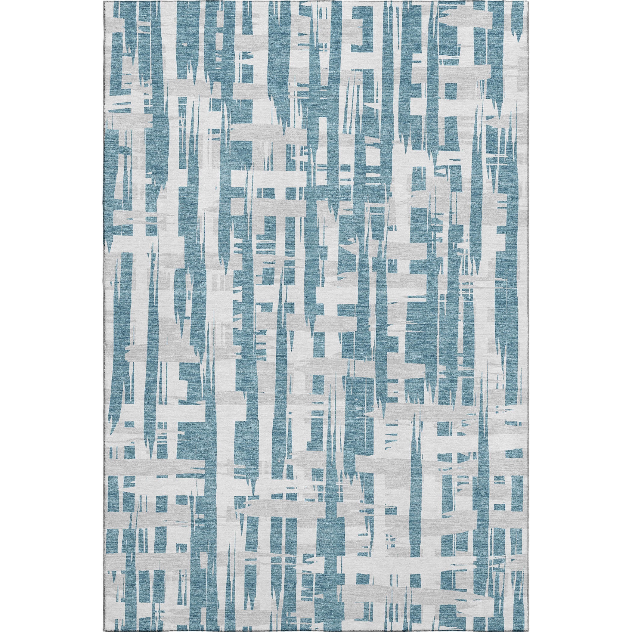Seoul Machine Washable Transitional Teal Rug 2'6" x 3'10" #shape_Rectangle