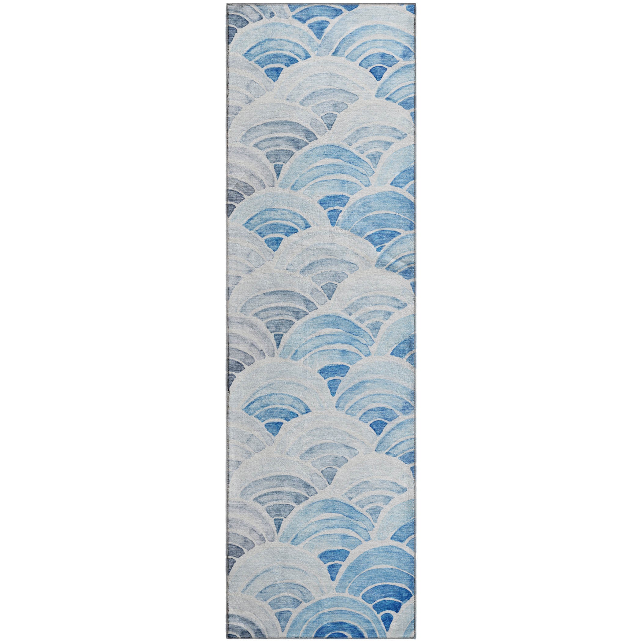 Athens Machine Washable Coastal Blue Rug 2'3" x 7'6" #shape_Runner
