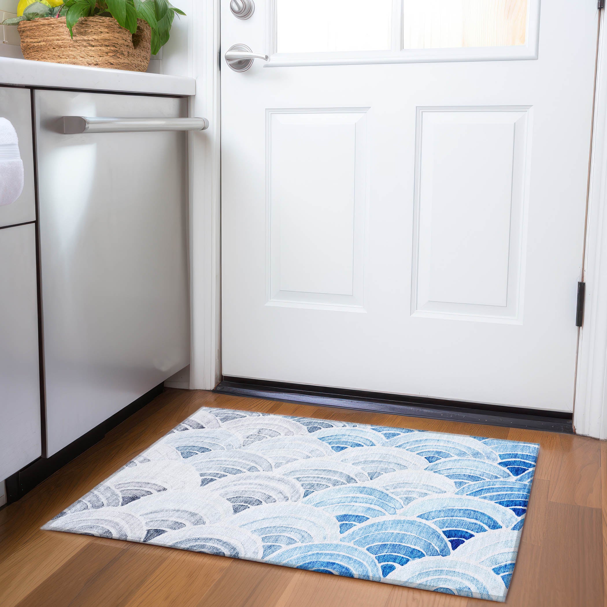 Athens Machine Washable Coastal Blue Rug 1'8" x 2'6" #shape_Rectangle
