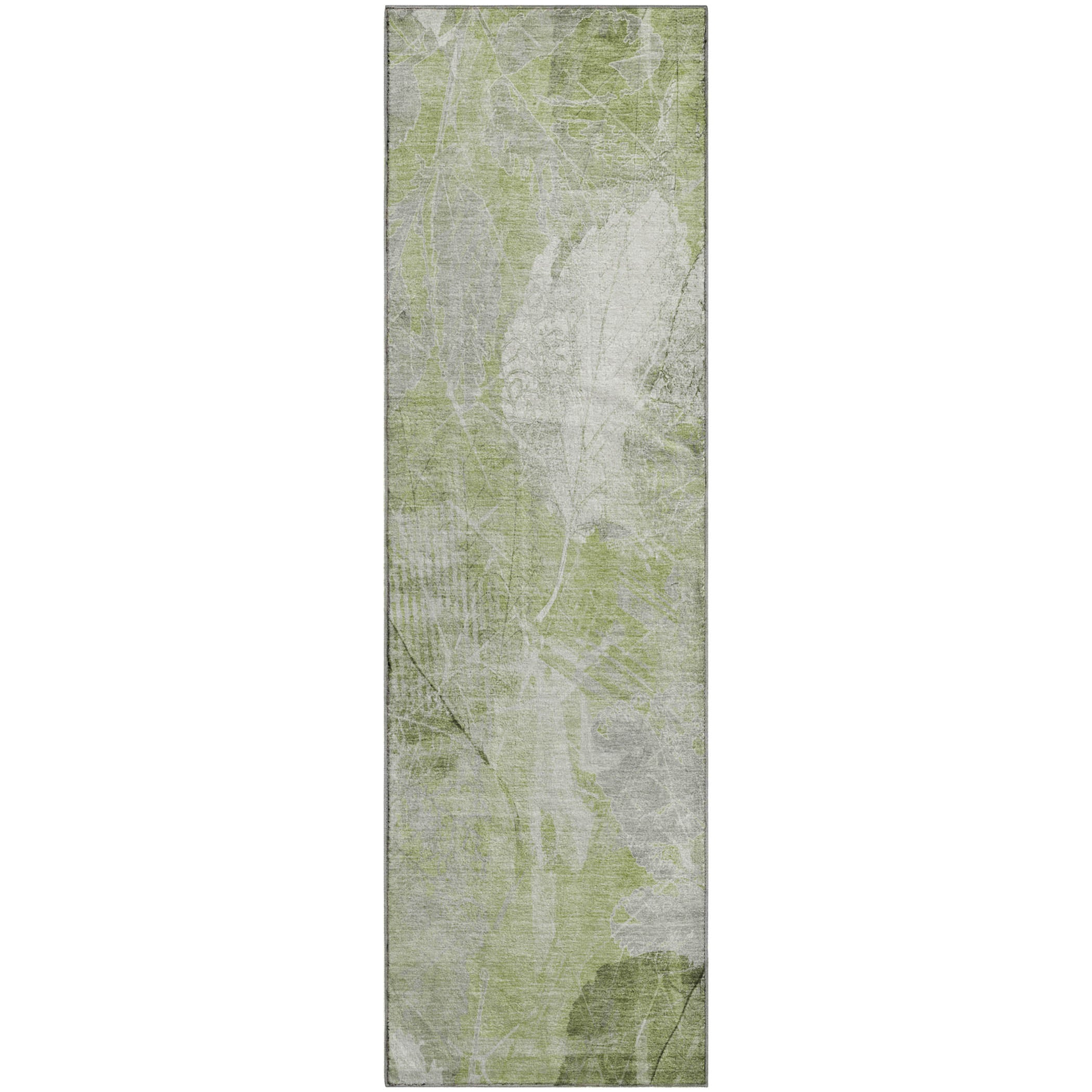 Sarajevo Machine Washable Transitional Aloe Green Rug 2'3" x 7'6" #shape_Runner