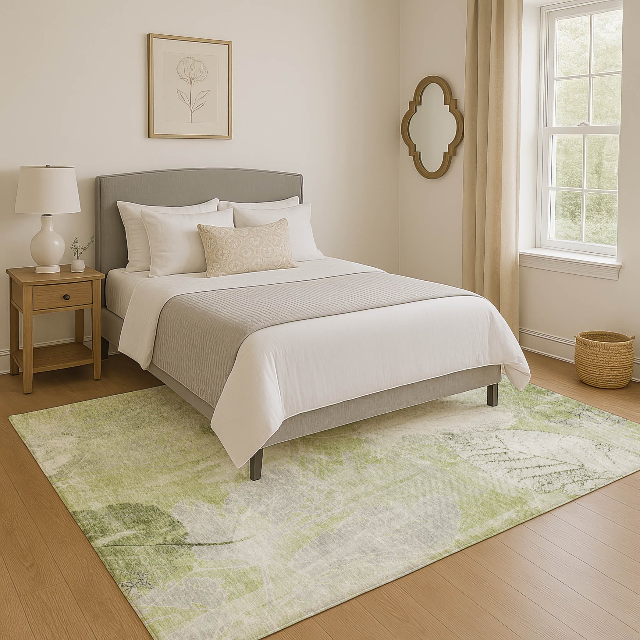 Sarajevo Machine Washable Transitional Aloe Green Rug 2'6" x 3'10" #shape_Rectangle