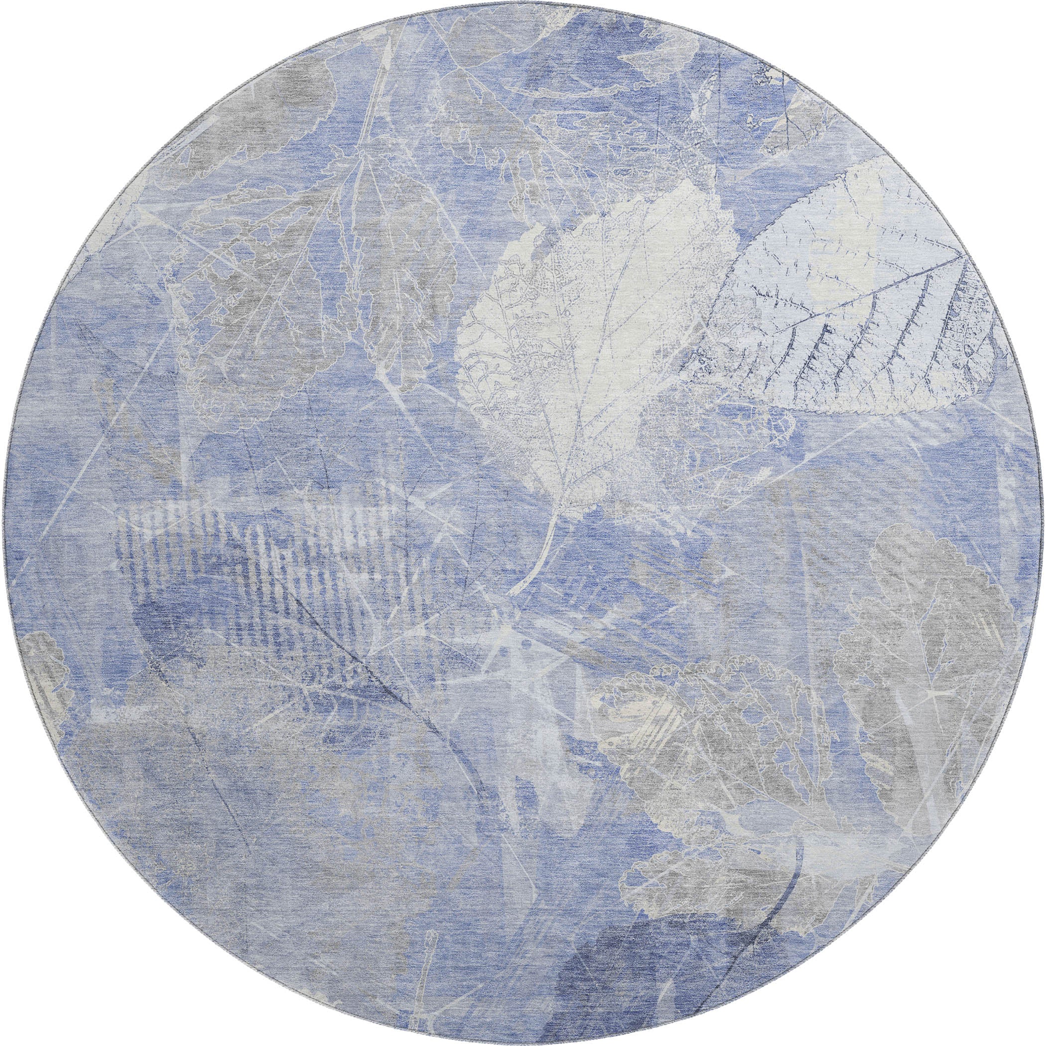 Sarajevo Machine Washable Transitional Denim Blue Rug 8' x 8' #shape_Round