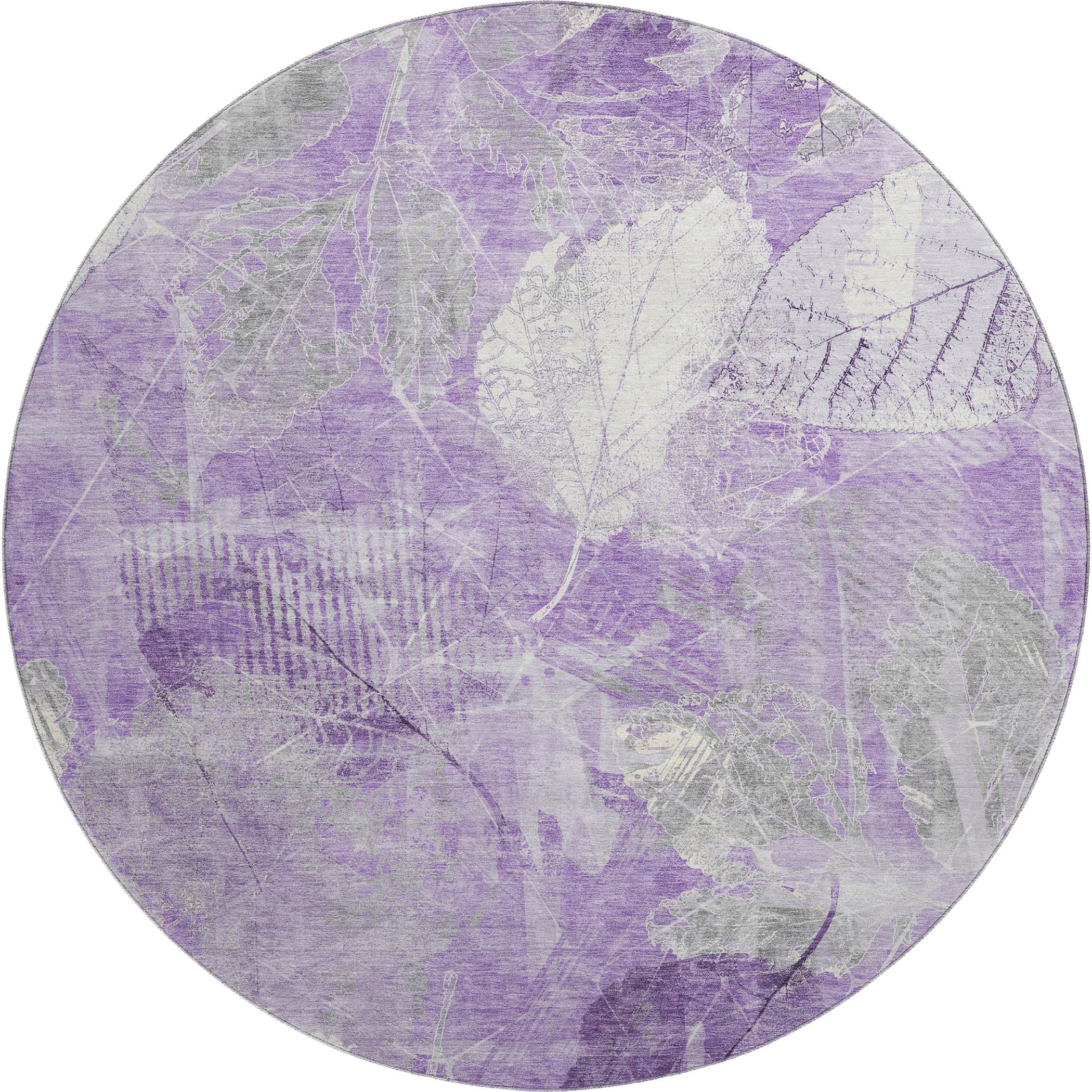 Sarajevo Machine Washable Transitional Lavender Purple Rug 8' x 8' #shape_Round