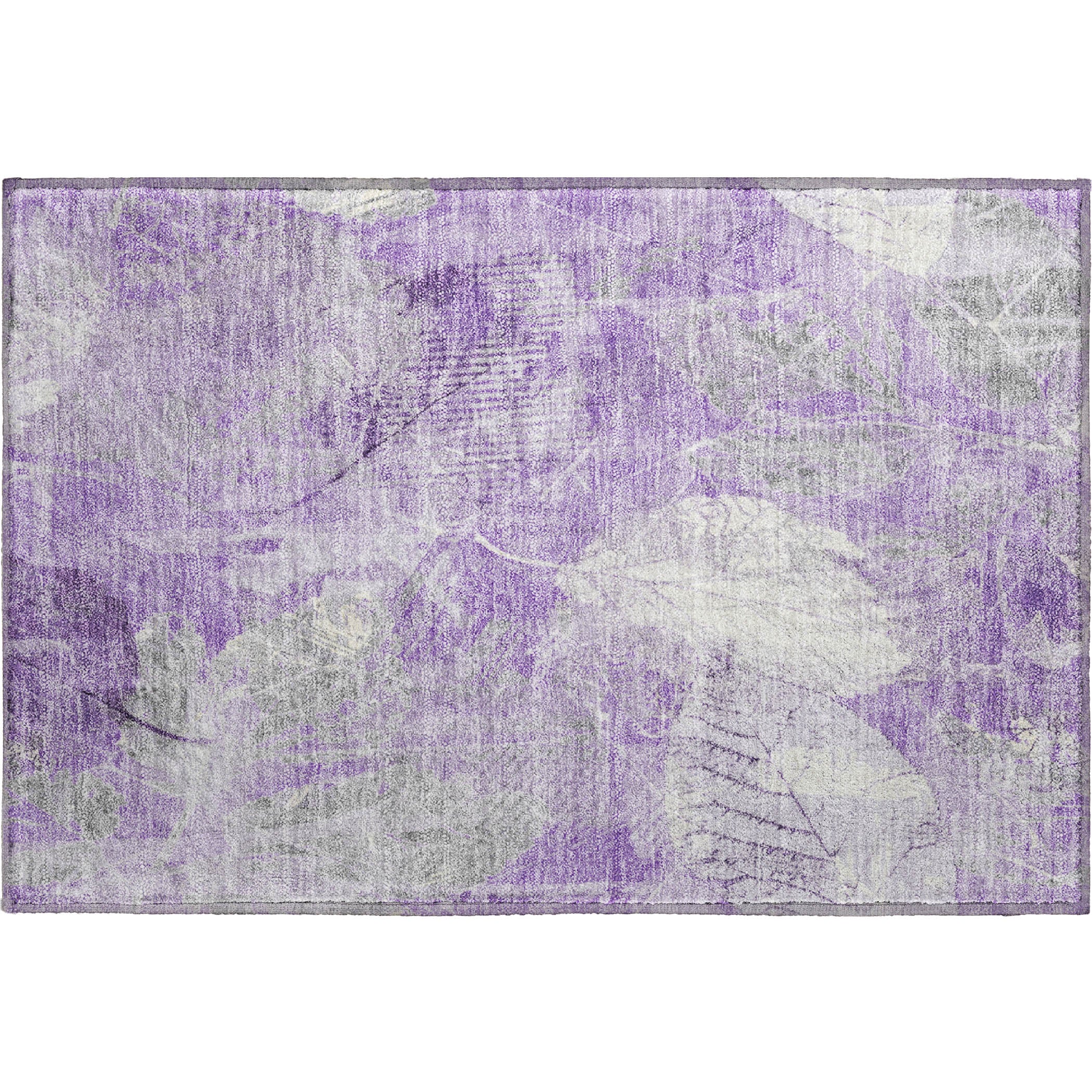 Sarajevo Machine Washable Transitional Lavender Purple Rug 1'8" x 2'6" #shape_Rectangle