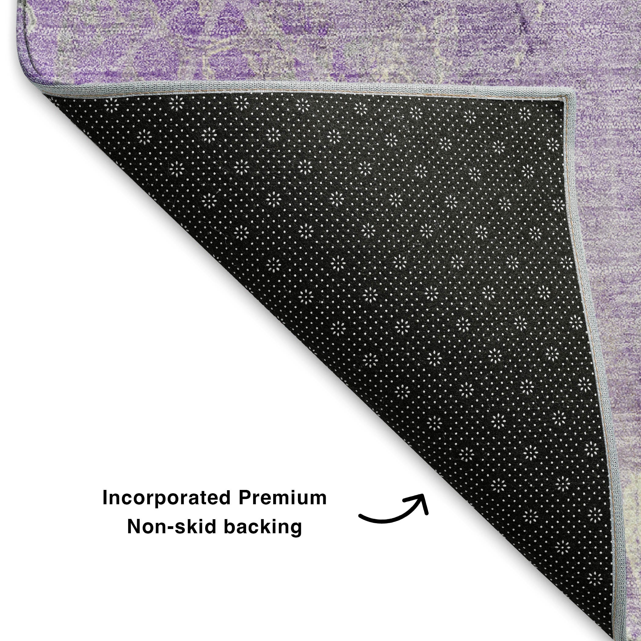 Sarajevo Machine Washable Transitional Lavender Purple Rug 1'8" x 2'6" #shape_Rectangle