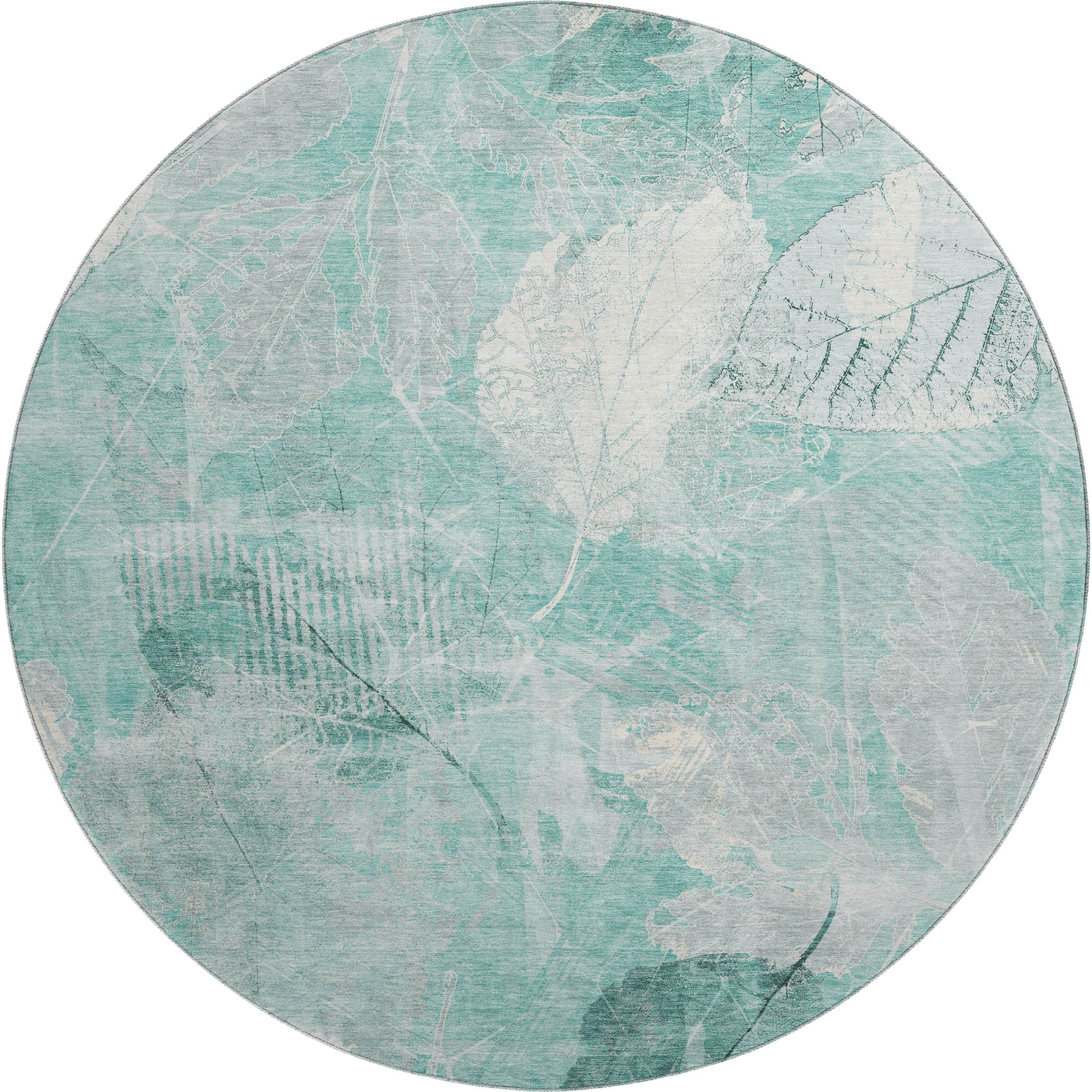 Sarajevo Machine Washable Transitional Teal Rug 8' x 8' #shape_Round
