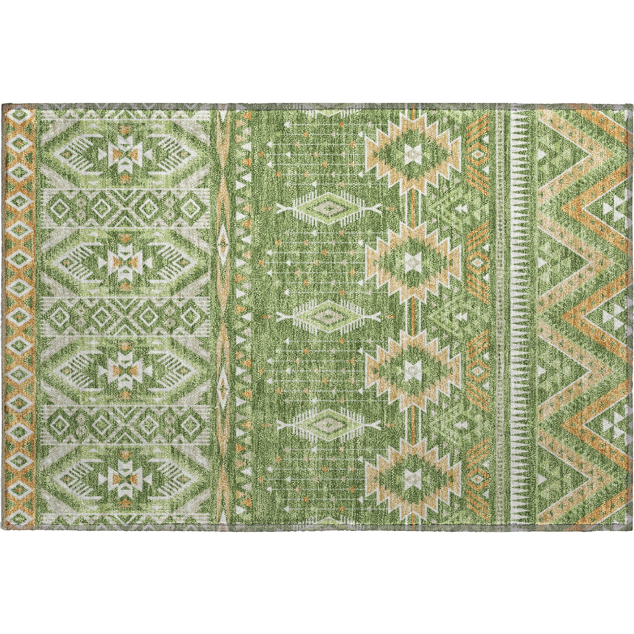 Siena Machine Washable Transitional Green Rug 1'8" x 2'6" #shape_Rectangle