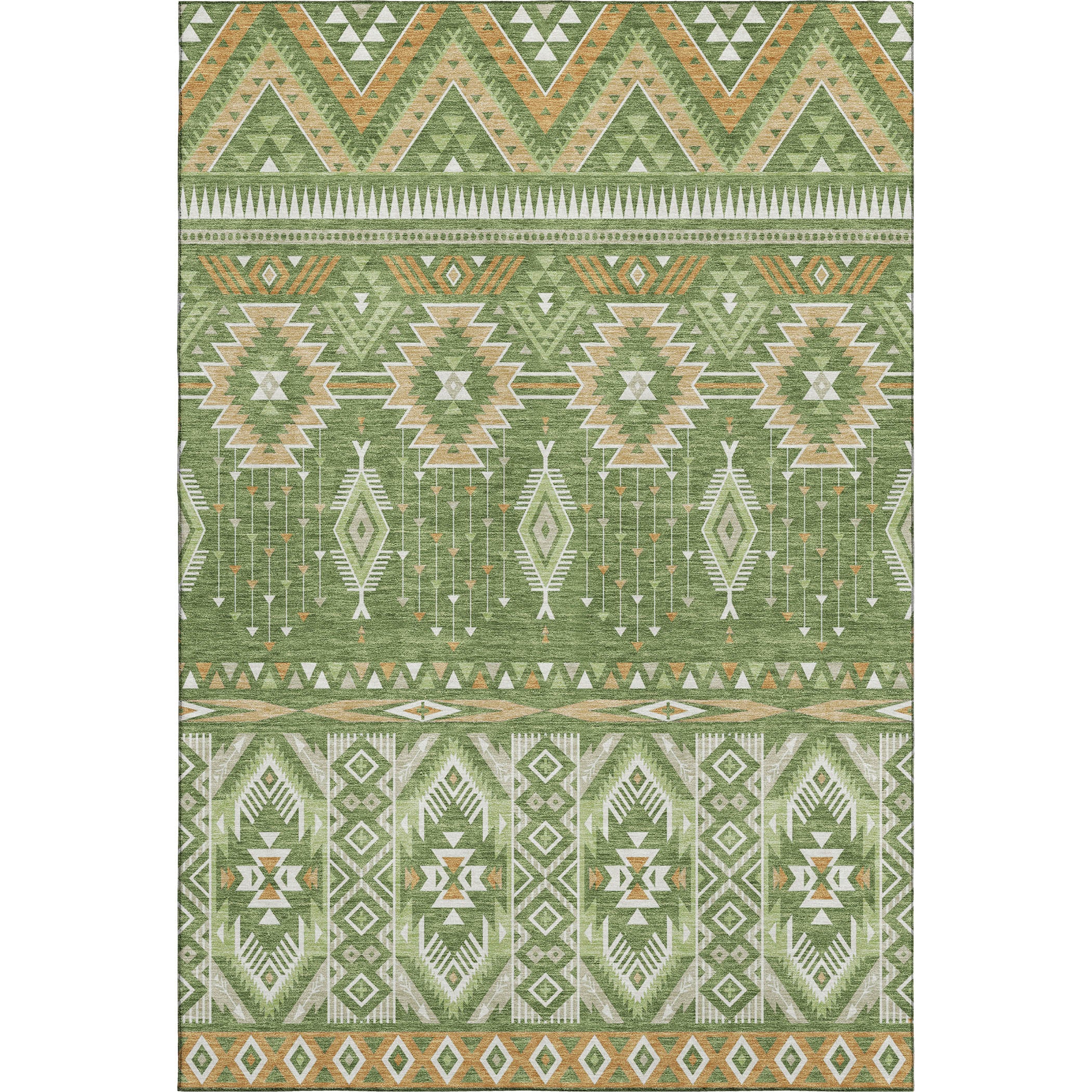 Siena Machine Washable Transitional Green Rug 2'6" x 3'10" #shape_Rectangle