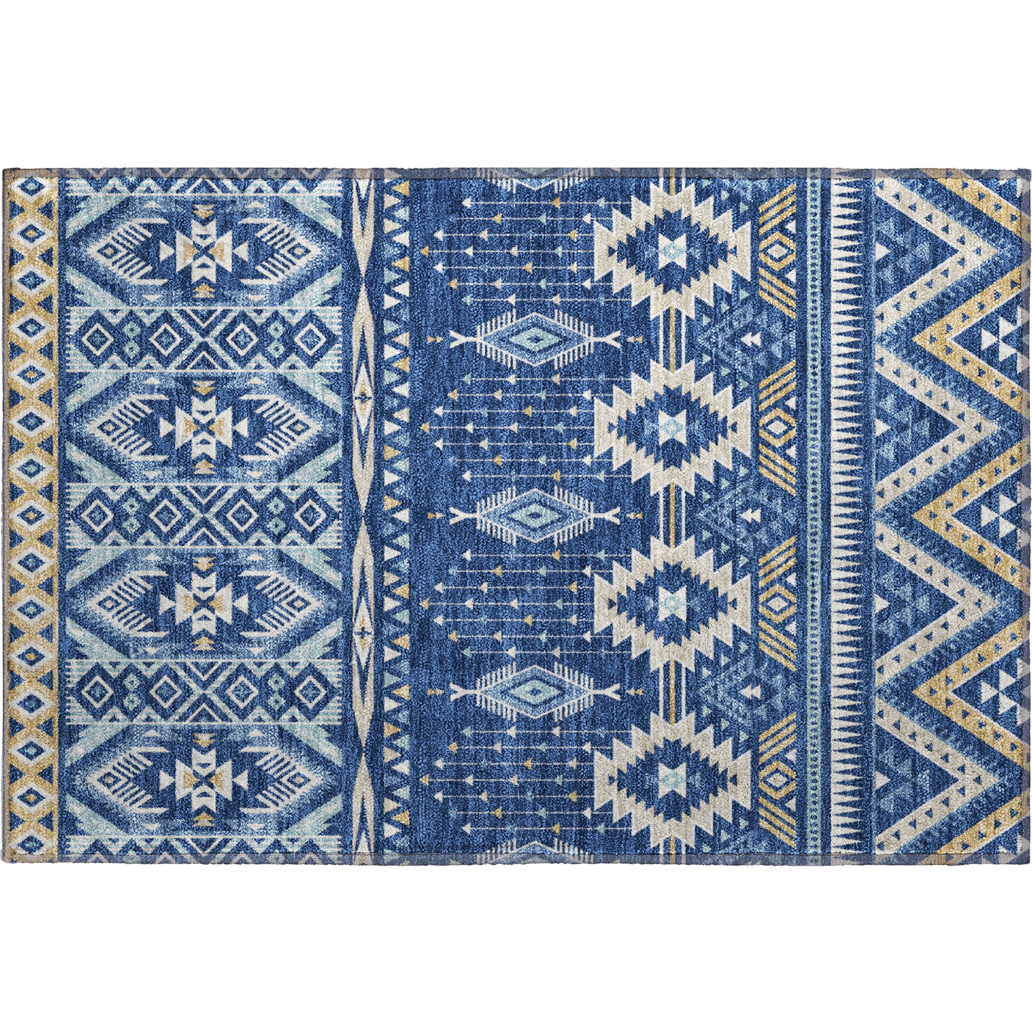 Siena Machine Washable Transitional Navy Blue Rug 1'8" x 2'6" #shape_Rectangle