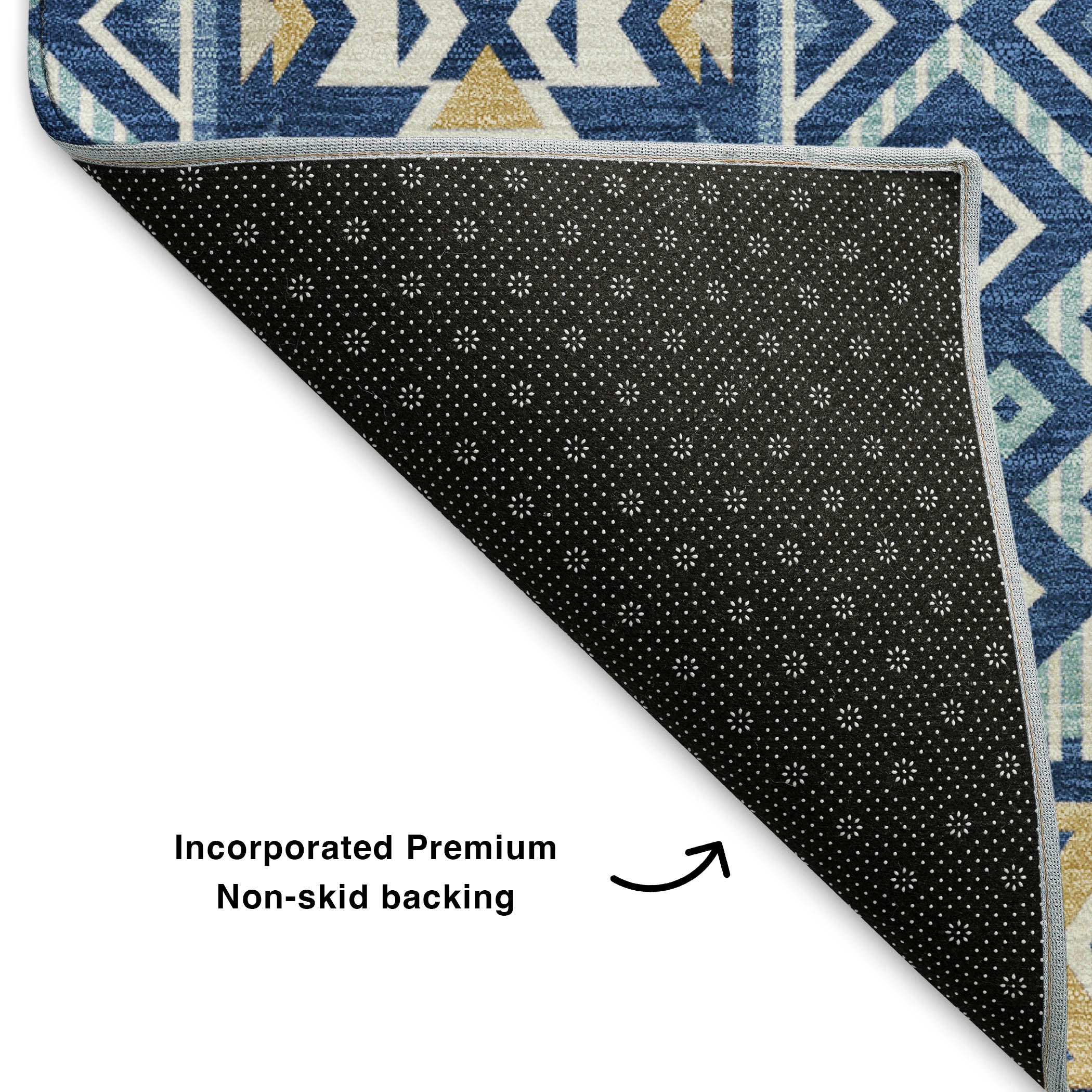 Siena Machine Washable Transitional Navy Blue Rug 1'8" x 2'6" #shape_Rectangle