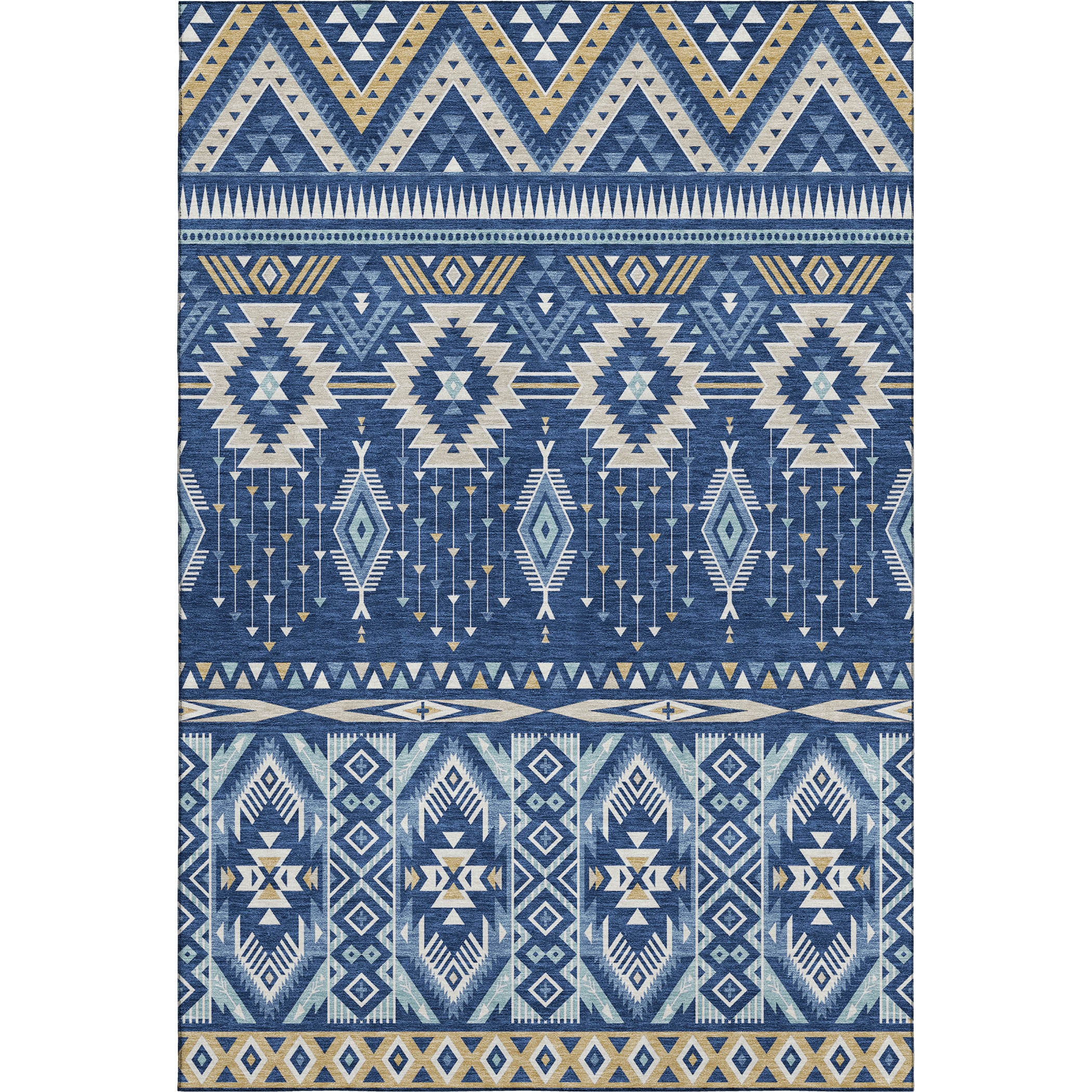 Siena Machine Washable Transitional Navy Blue Rug 2'6" x 3'10" #shape_Rectangle