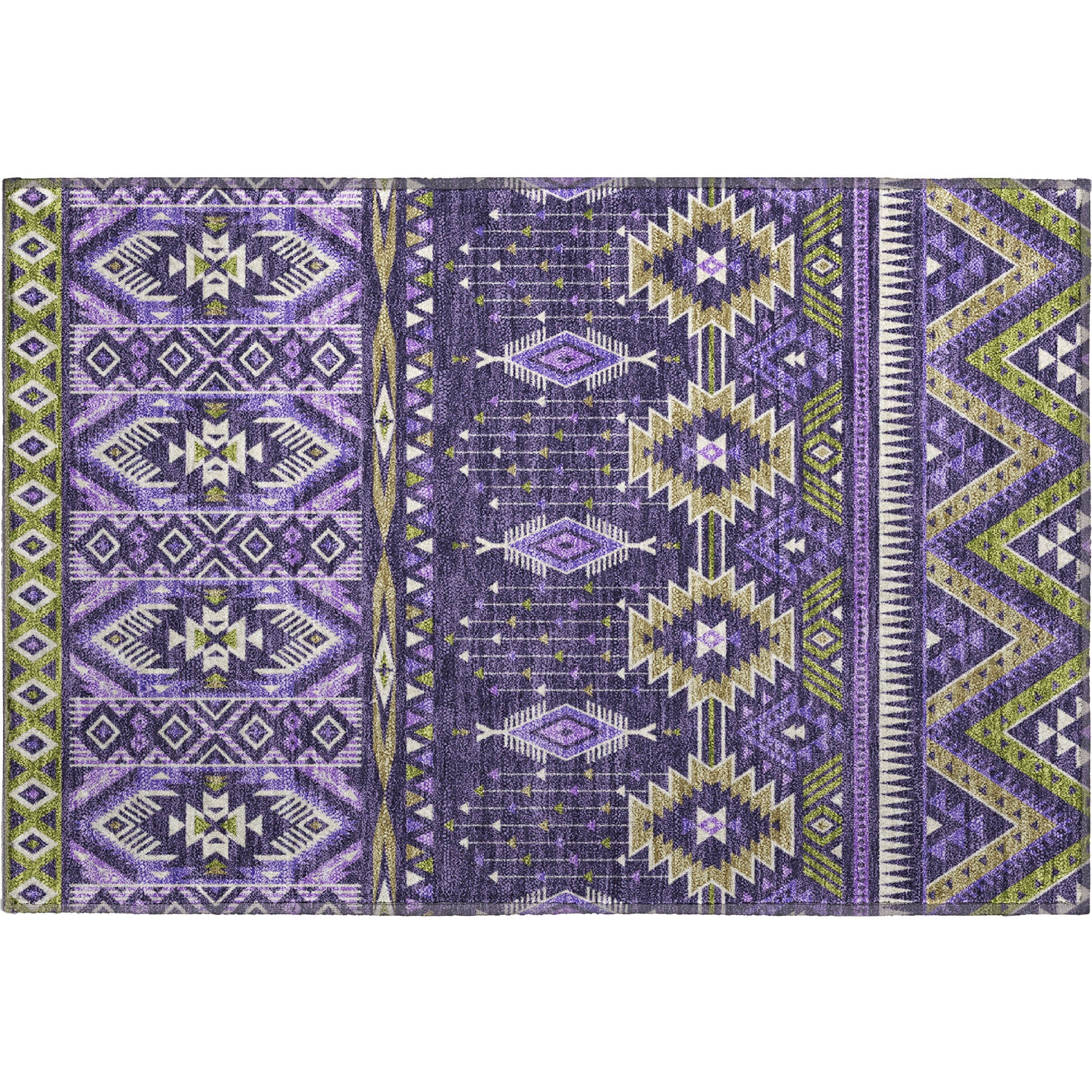 Siena Machine Washable Transitional Purple Rug 1'8" x 2'6" #shape_Rectangle