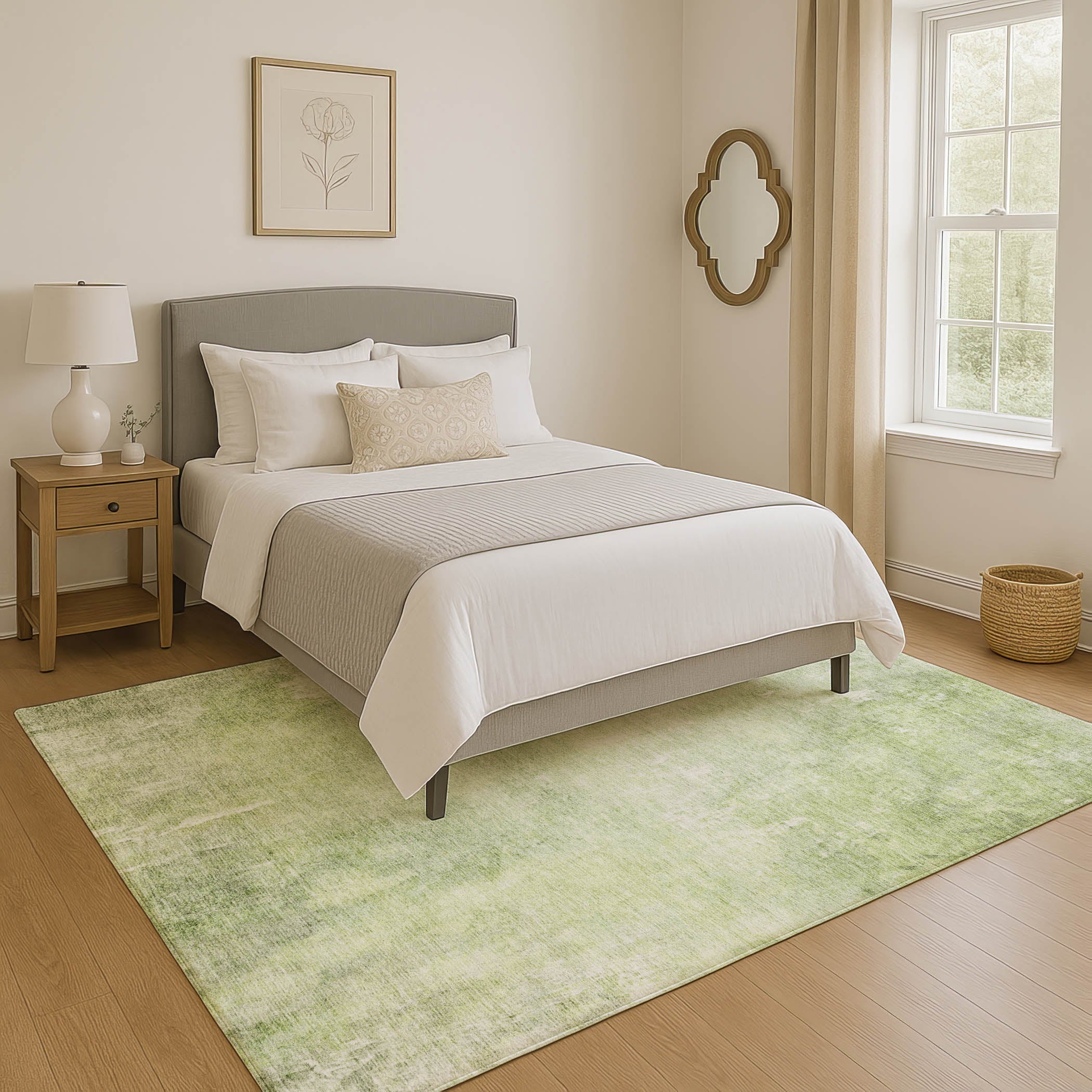 Dubrovnik Machine Washable Transitional Aloe Green Rug 2'6" x 3'10" #shape_Rectangle