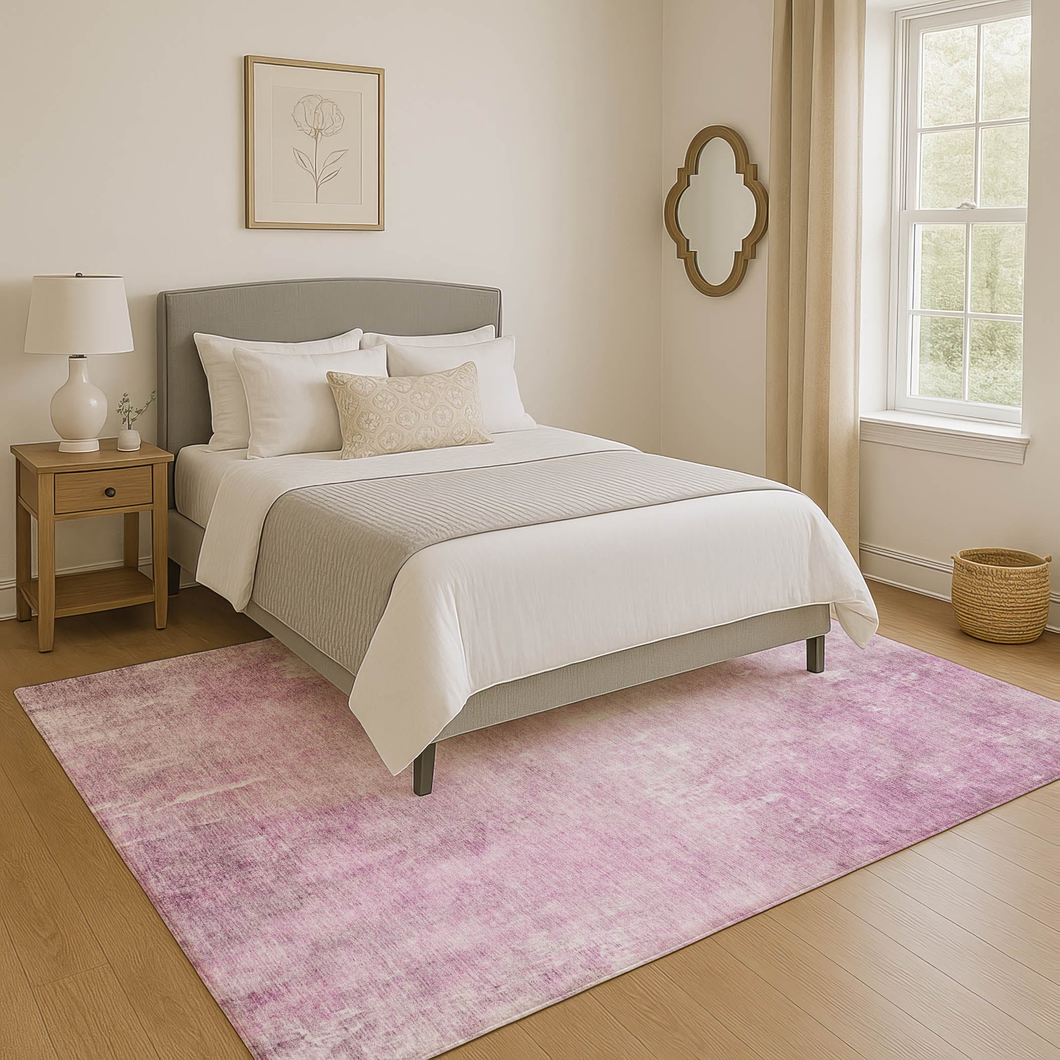 Dubrovnik Machine Washable Transitional Pink Rug 2'6" x 3'10" #shape_Rectangle