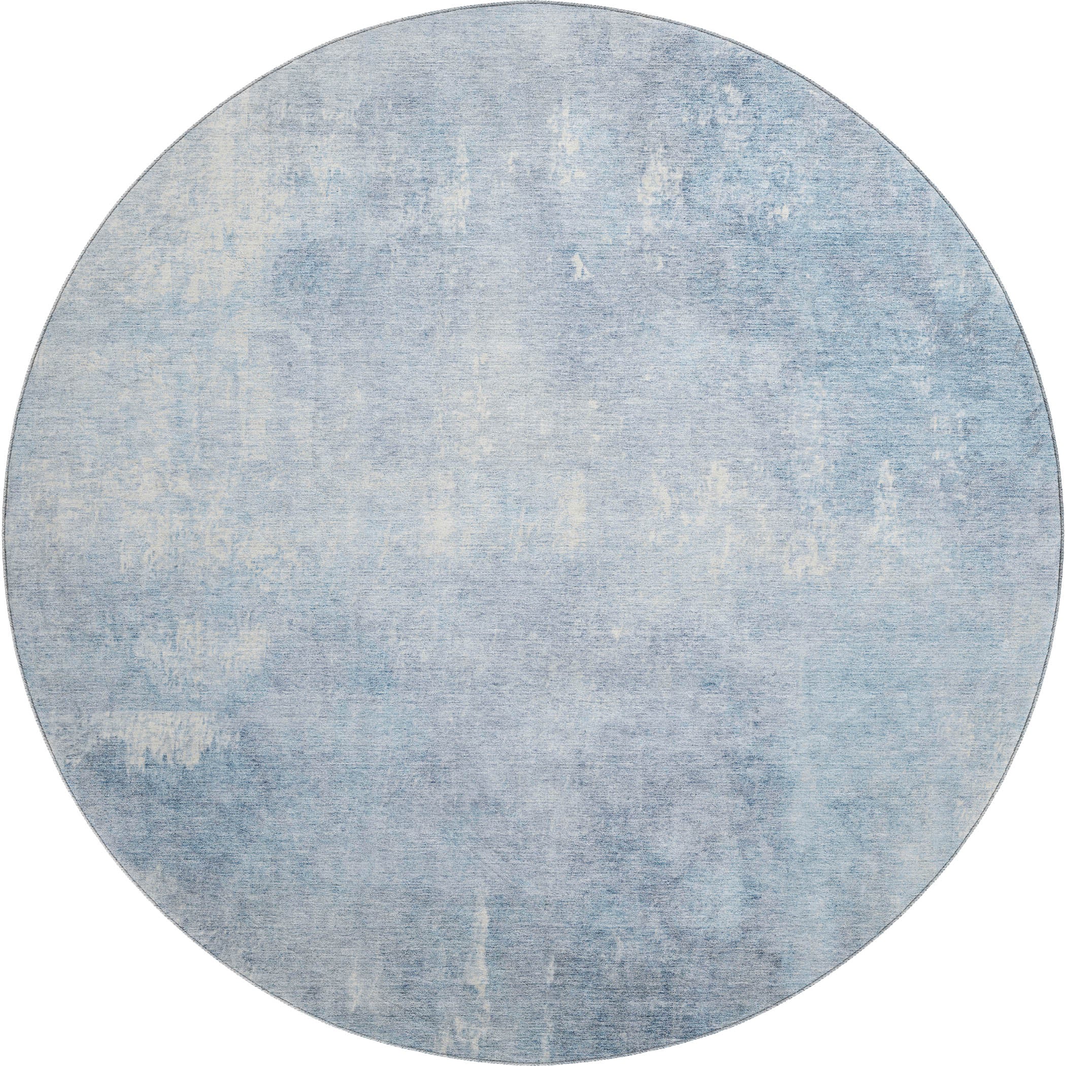 Dubrovnik Machine Washable Transitional Sky Blue Rug 8' x 8' #shape_Round