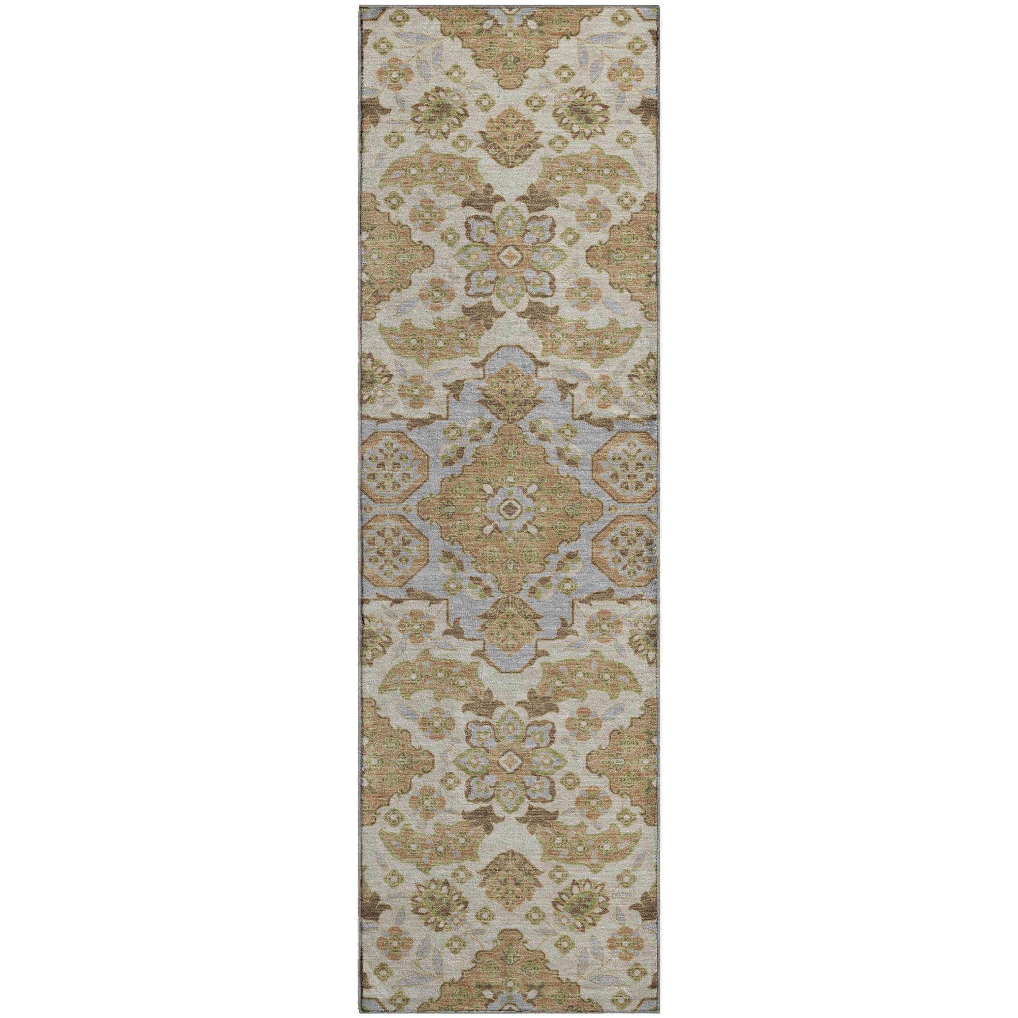 Seville Machine Washable Traditional Beige Brown Rug 2'3" x 7'6" #shape_Runner