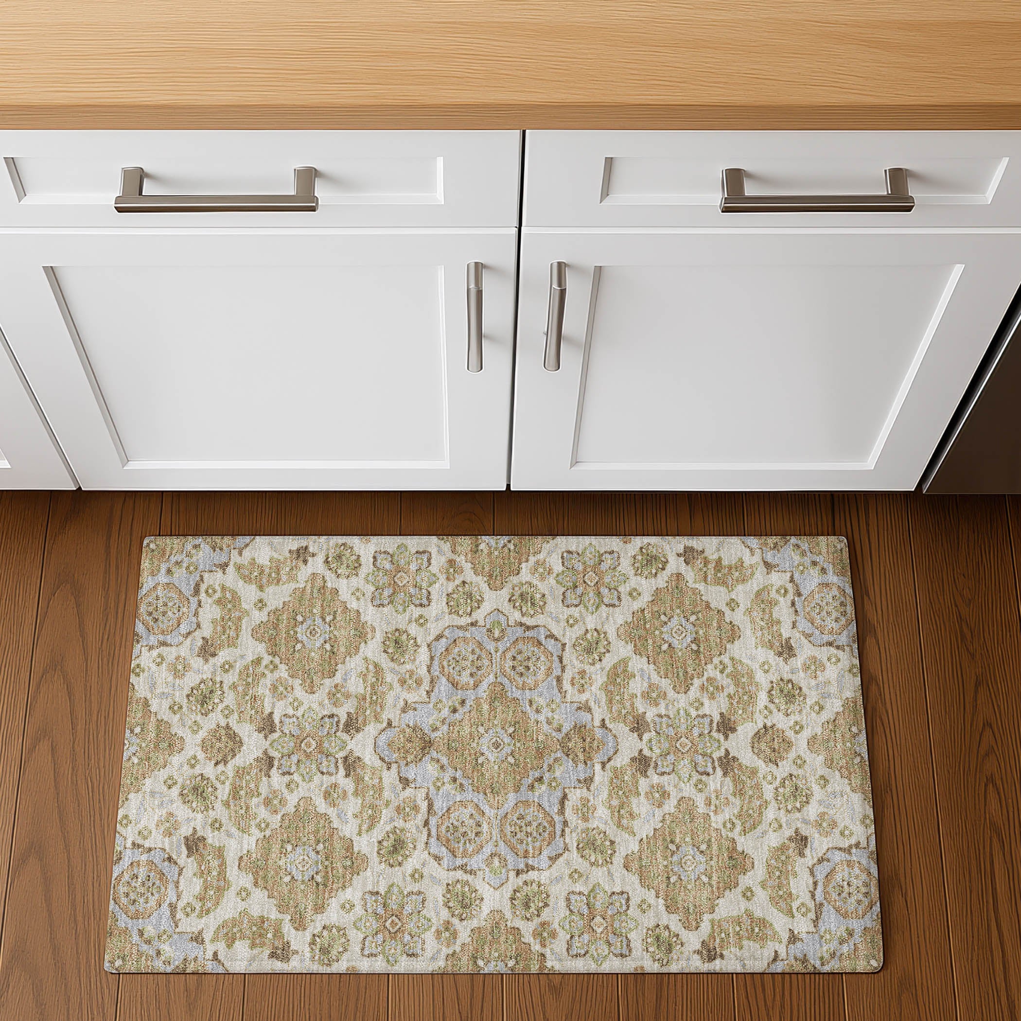 Seville Machine Washable Traditional Beige Brown Rug 1'8" x 2'6" #shape_Rectangle