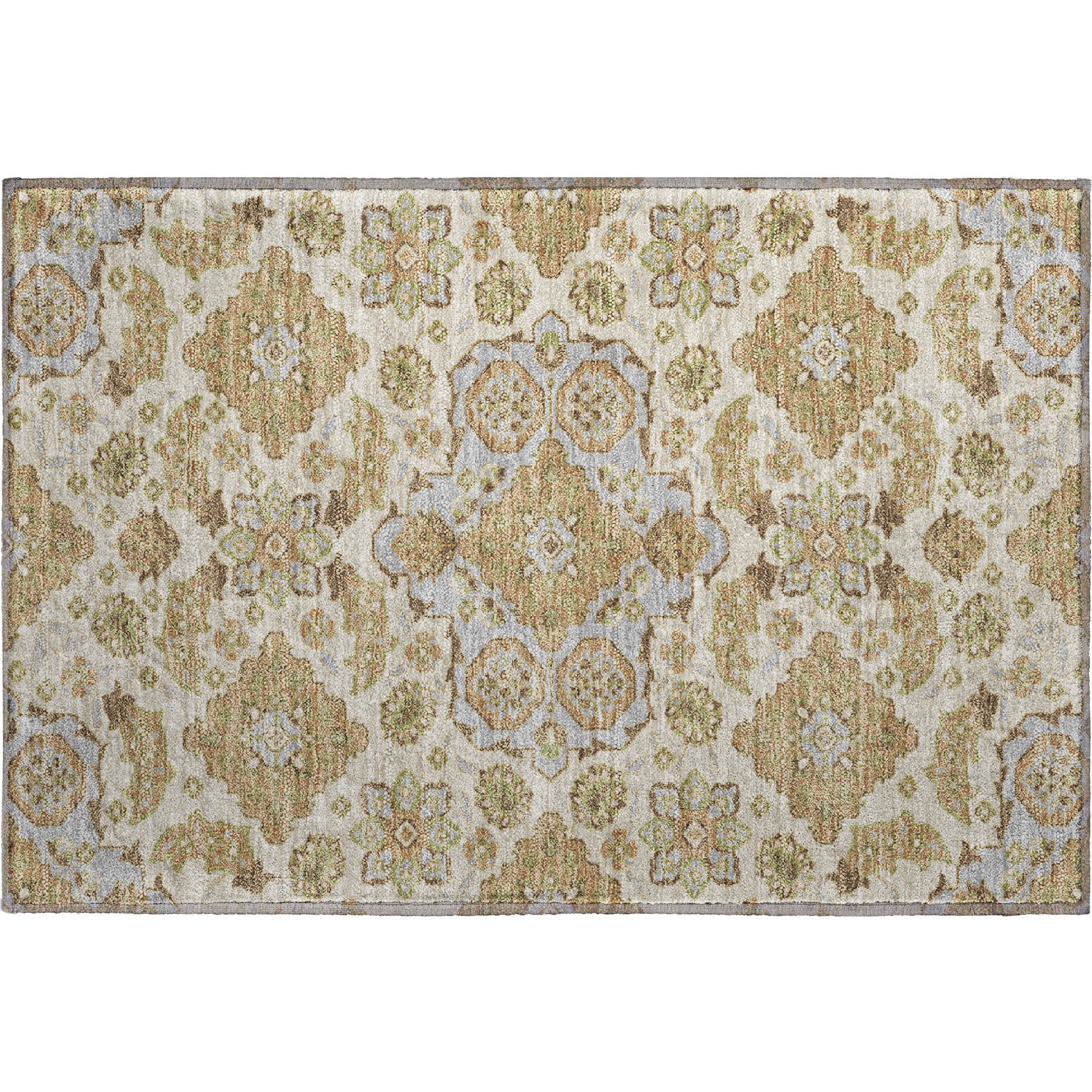 Seville Machine Washable Traditional Beige Brown Rug 1'8" x 2'6" #shape_Rectangle