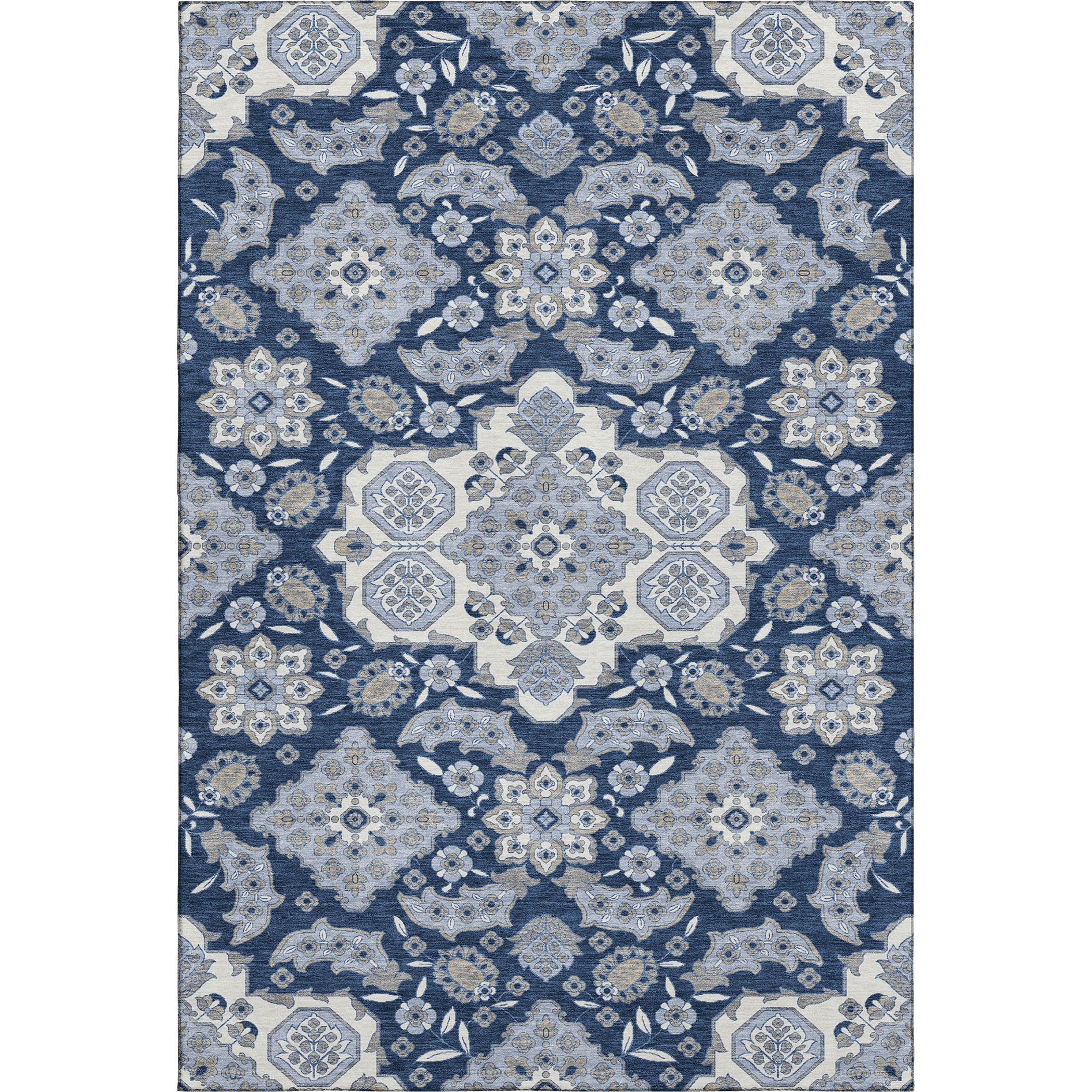 Seville Machine Washable Traditional Blue Rug 2'6" x 3'10" #shape_Rectangle