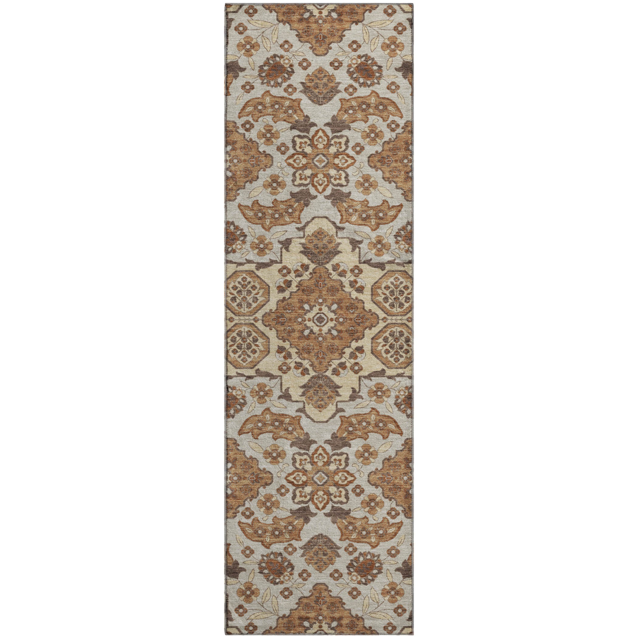 Seville Machine Washable Traditional Copper Orange Rug 2'3" x 7'6" #shape_Runner