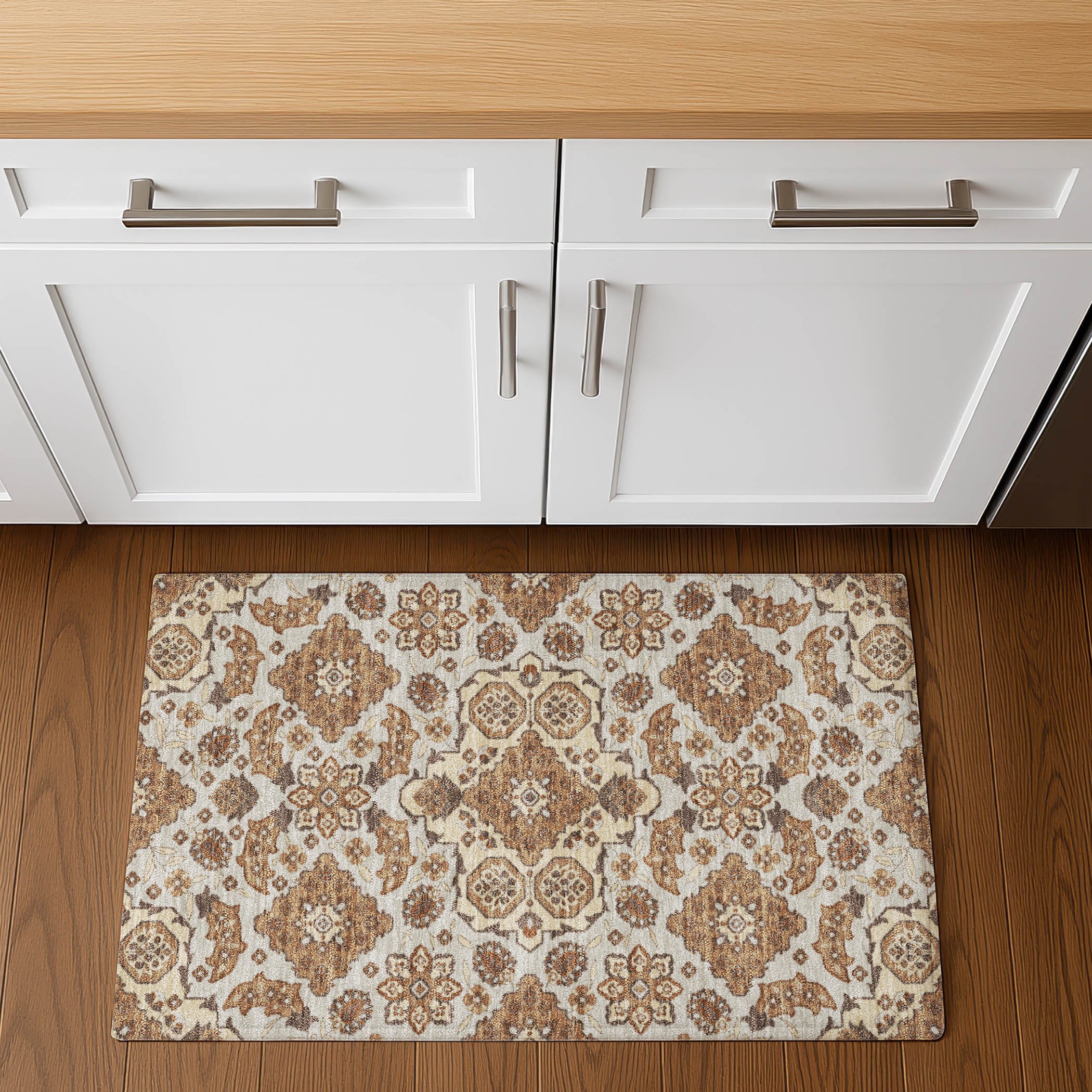 Seville Machine Washable Traditional Copper Orange Rug 1'8" x 2'6" #shape_Rectangle
