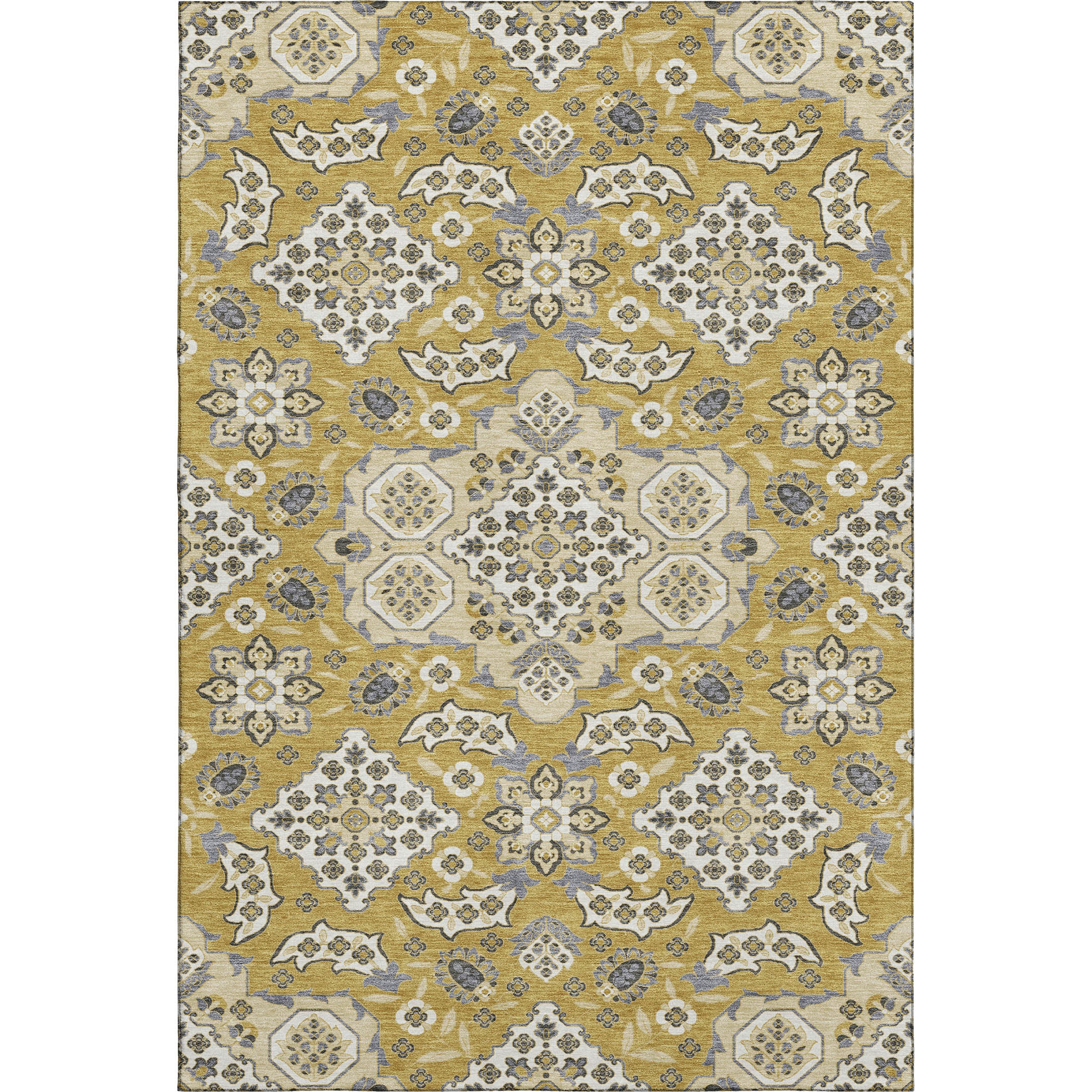 Seville Machine Washable Traditional Gold Rug 2'6" x 3'10" #shape_Rectangle