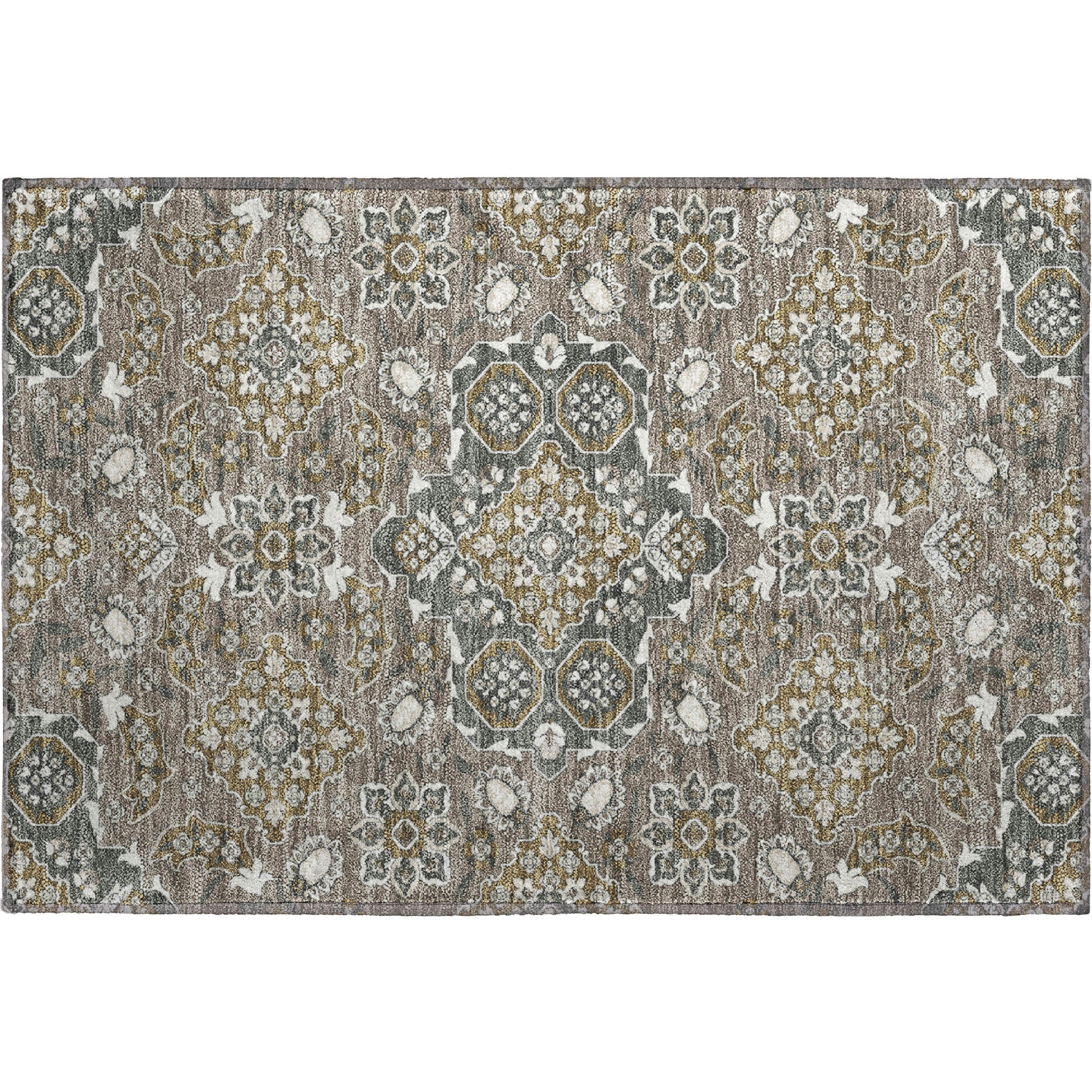 Seville Machine Washable Traditional Mocha Brown Rug 1'8" x 2'6" #shape_Rectangle