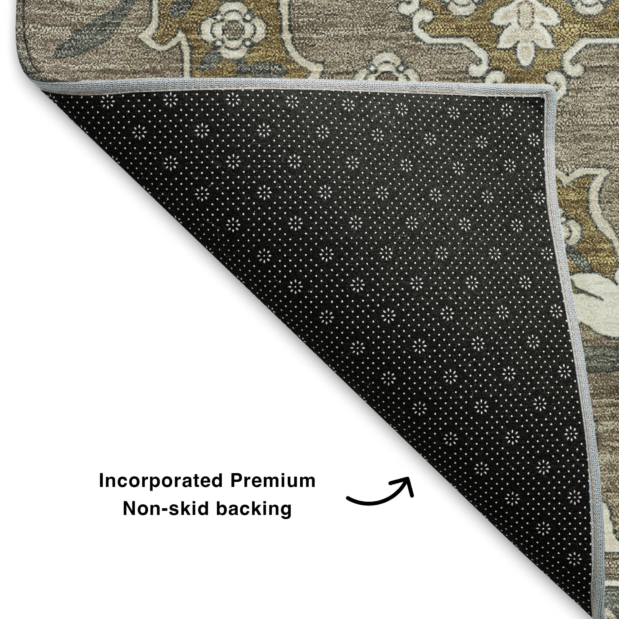 Seville Machine Washable Traditional Mocha Brown Rug 1'8" x 2'6" #shape_Rectangle