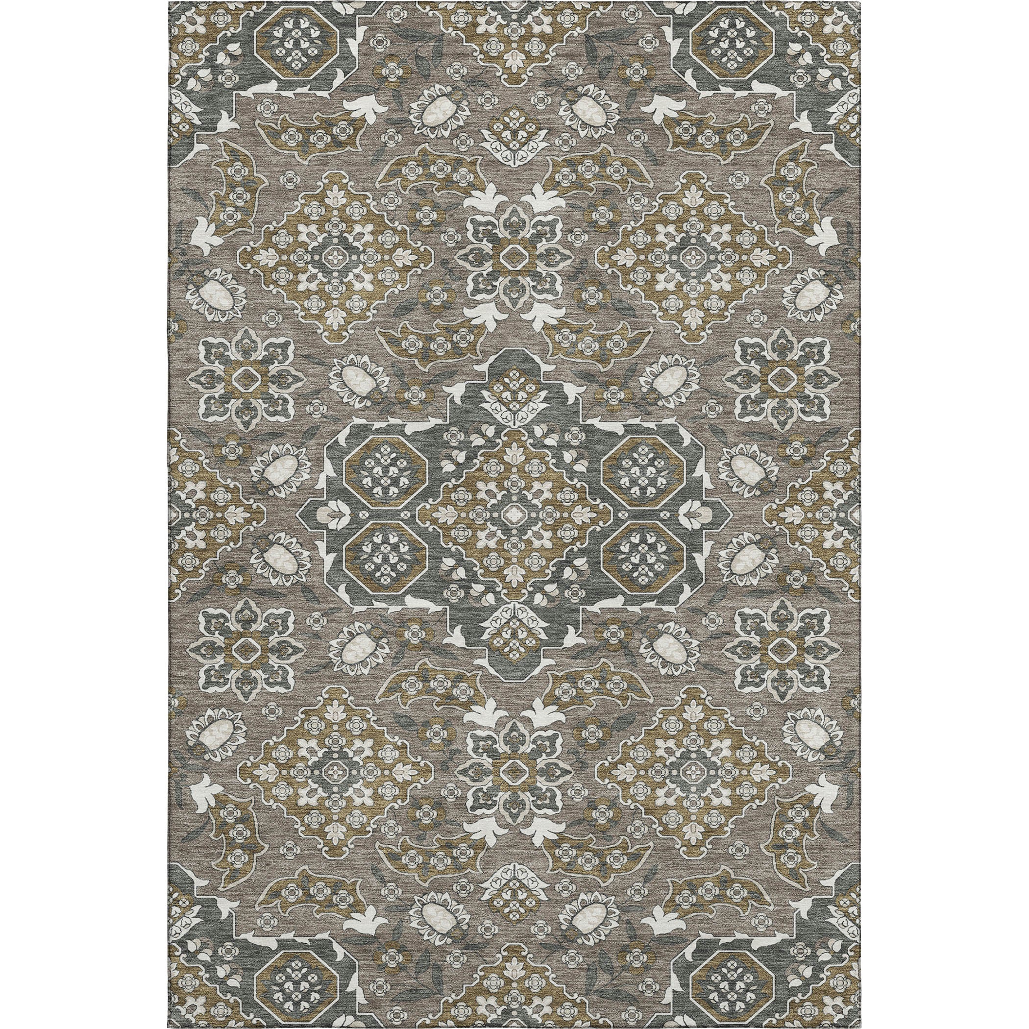 Seville Machine Washable Traditional Mocha Brown Rug 2'6" x 3'10" #shape_Rectangle