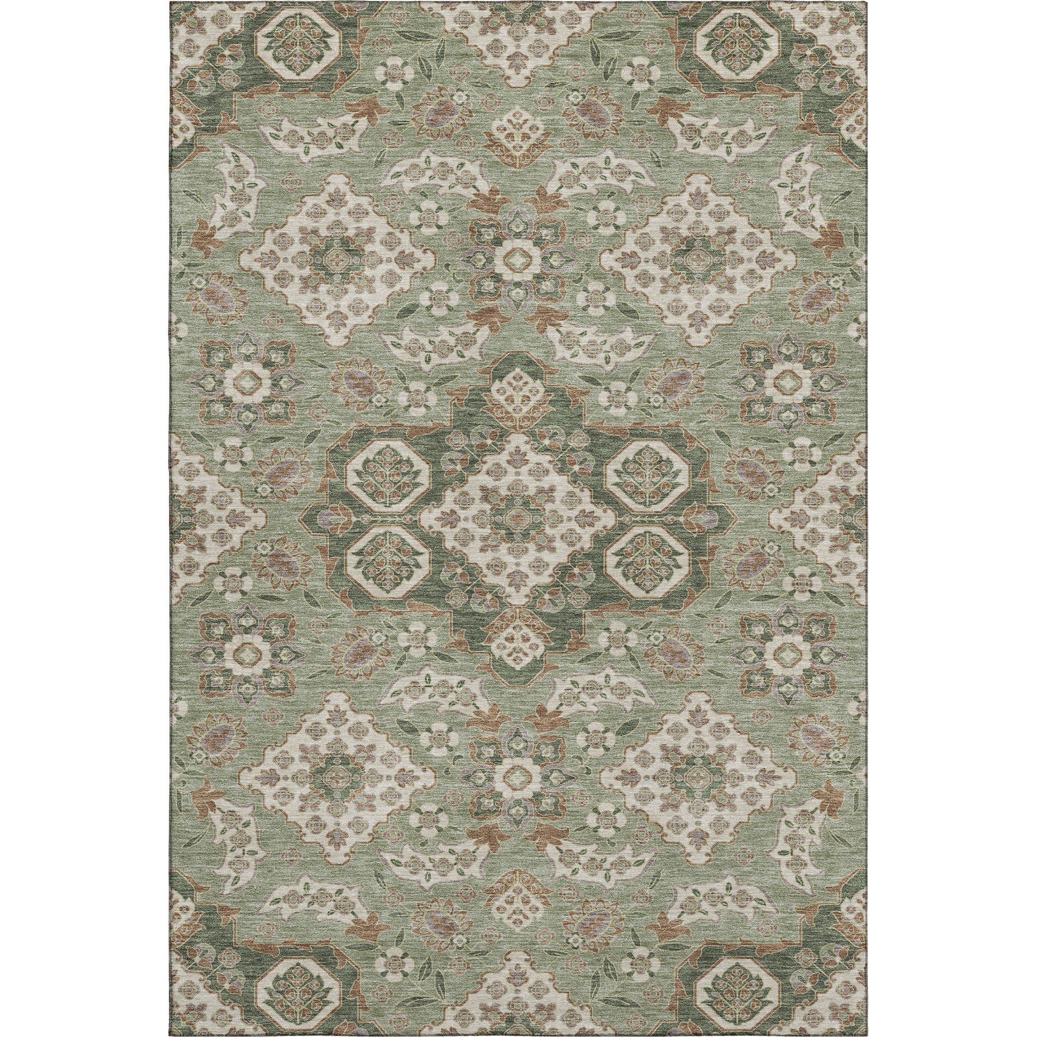 Seville Machine Washable Traditional Sage Green Rug 2'6" x 3'10" #shape_Rectangle