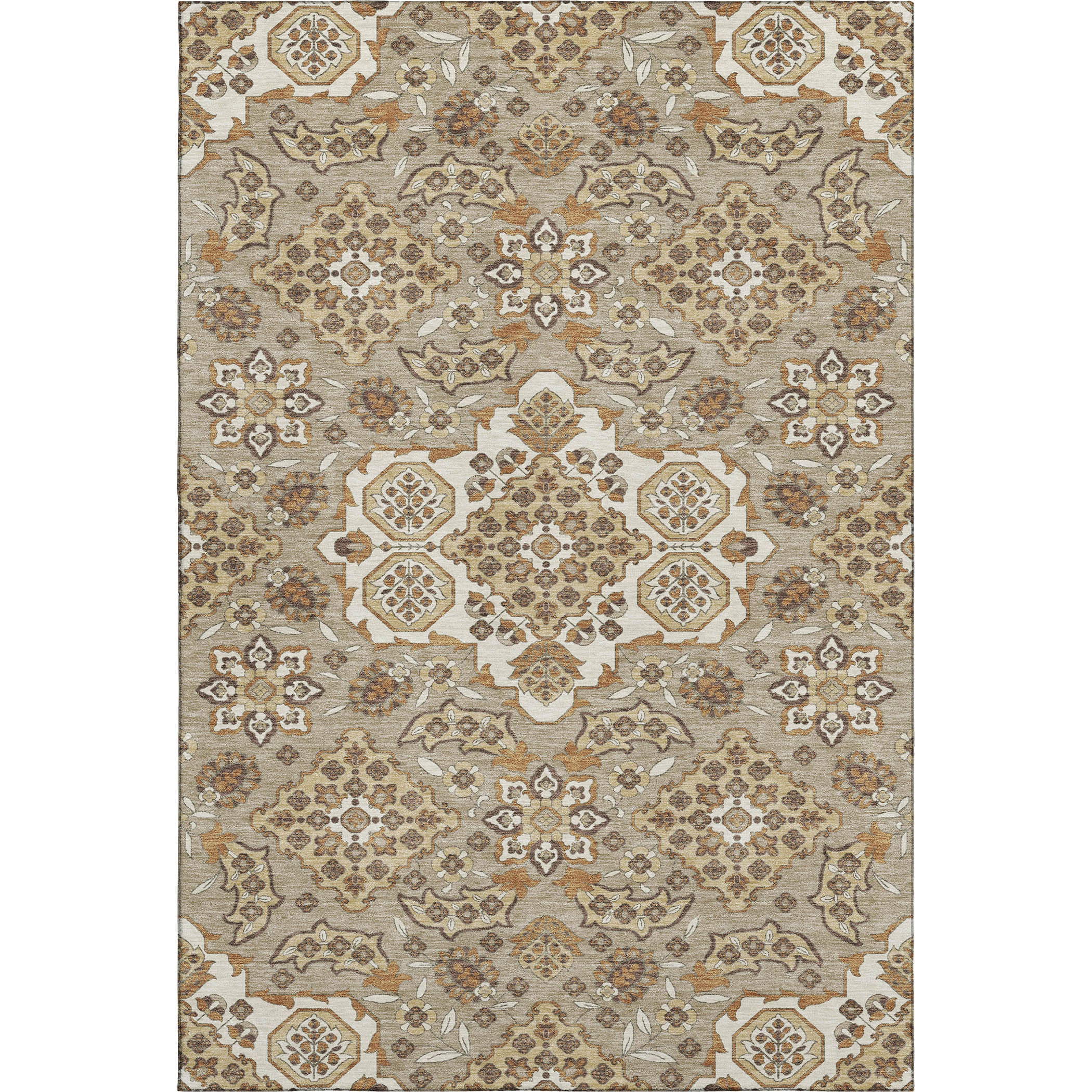 Seville Machine Washable Traditional Taupe Brown Rug 2'6" x 3'10" #shape_Rectangle