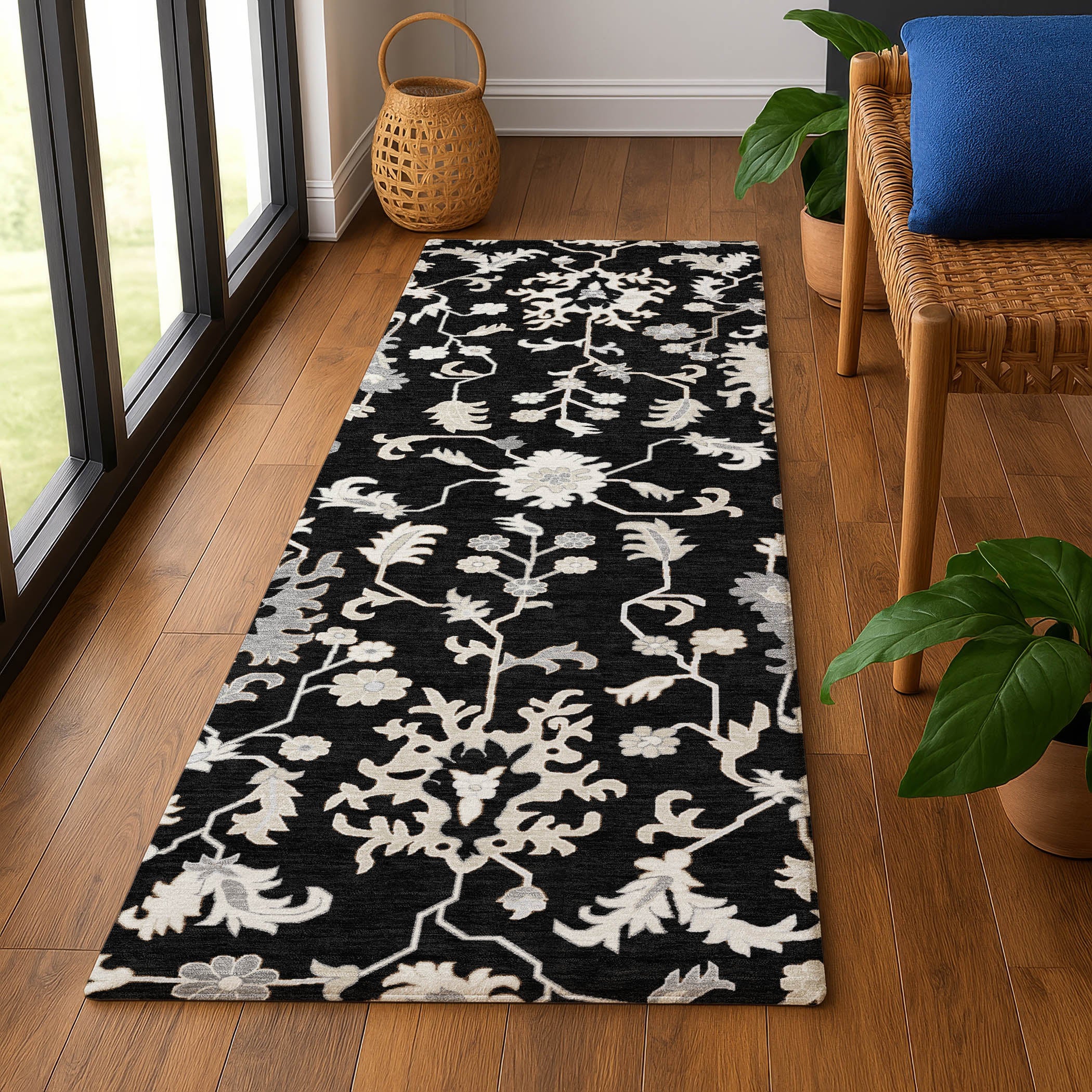 Jaipur Machine Washable Transitional Black Rug 2'3" x 7'6" #shape_Runner