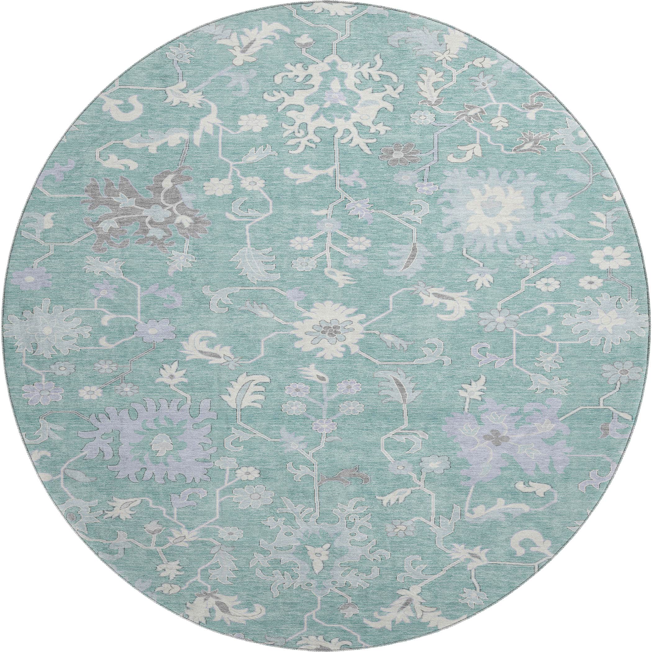 Jaipur Machine Washable Transitional Seafoam Blue Rug 8' x 8' #shape_Round