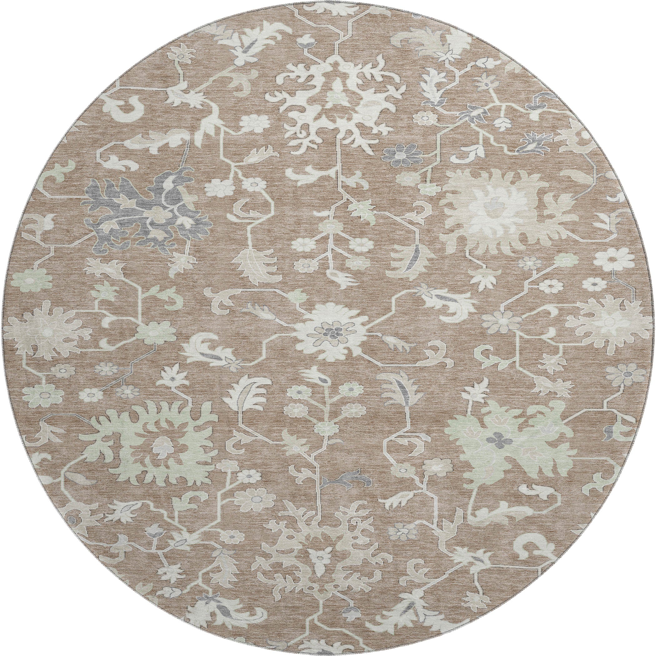 Jaipur Machine Washable Transitional Taupe Brown Rug 8' x 8' #shape_Round