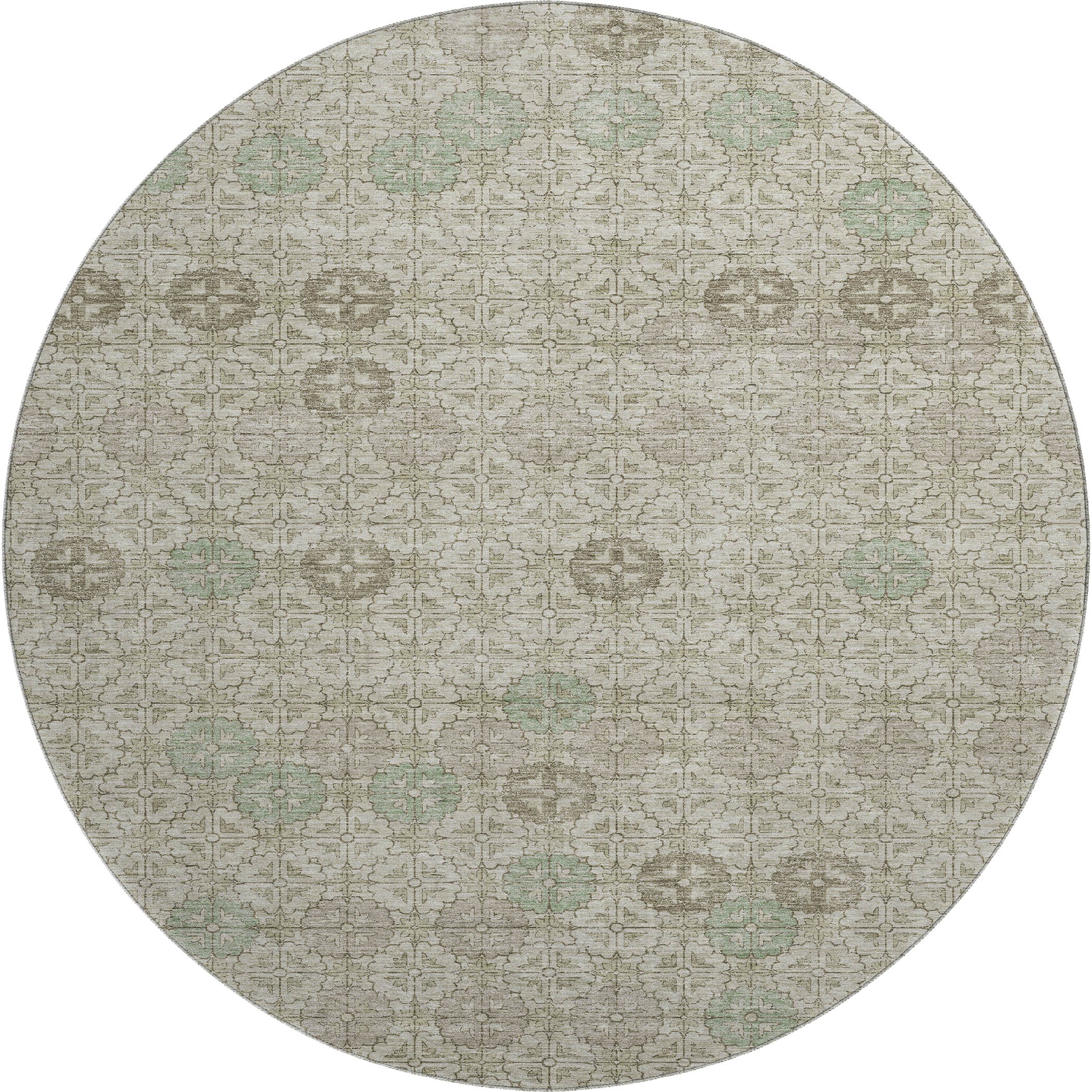 Lucerne Machine Washable Transitional Beige Brown Rug 8' x 8' #shape_Round