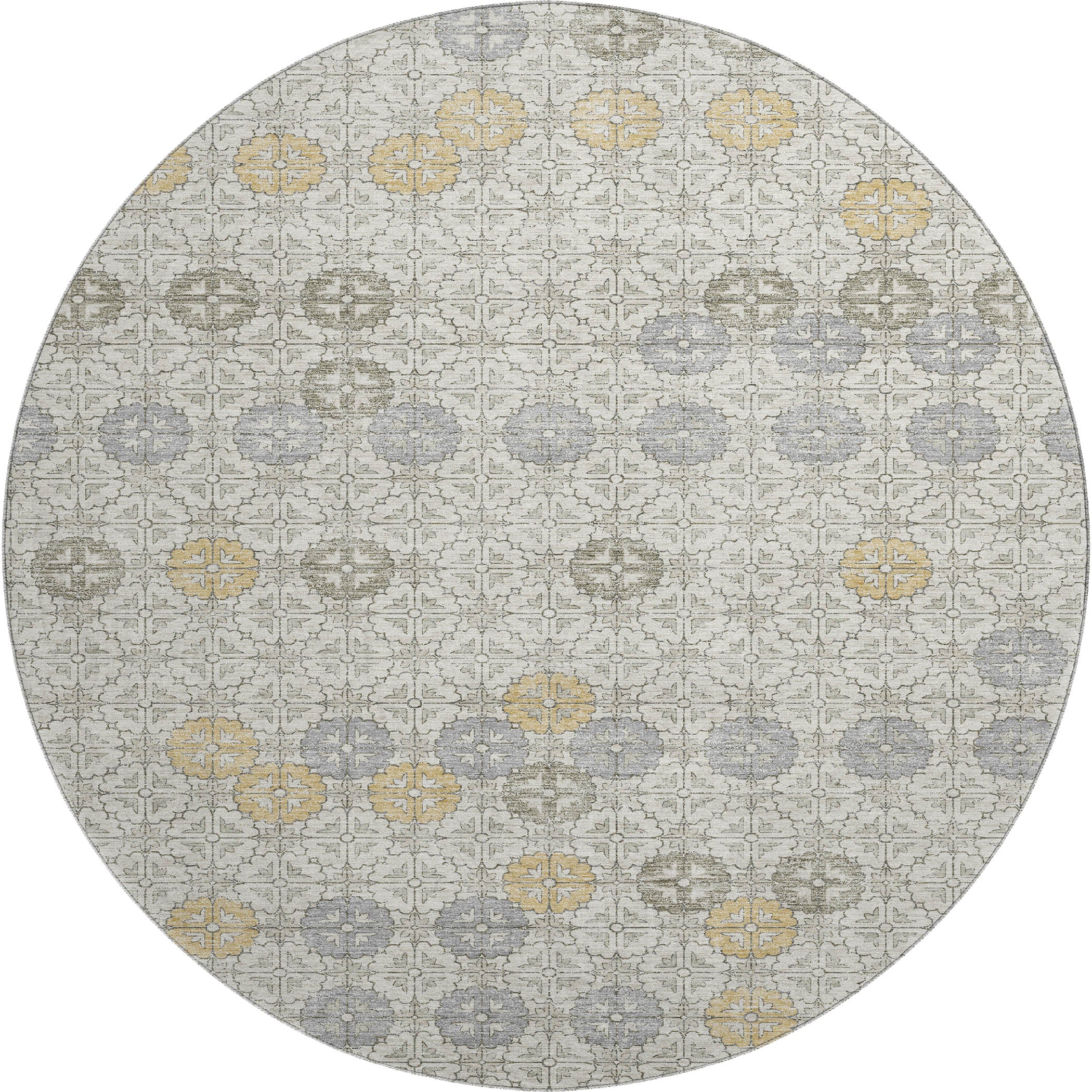 Lucerne Machine Washable Transitional Ivory Rug 8' x 8' #shape_Round